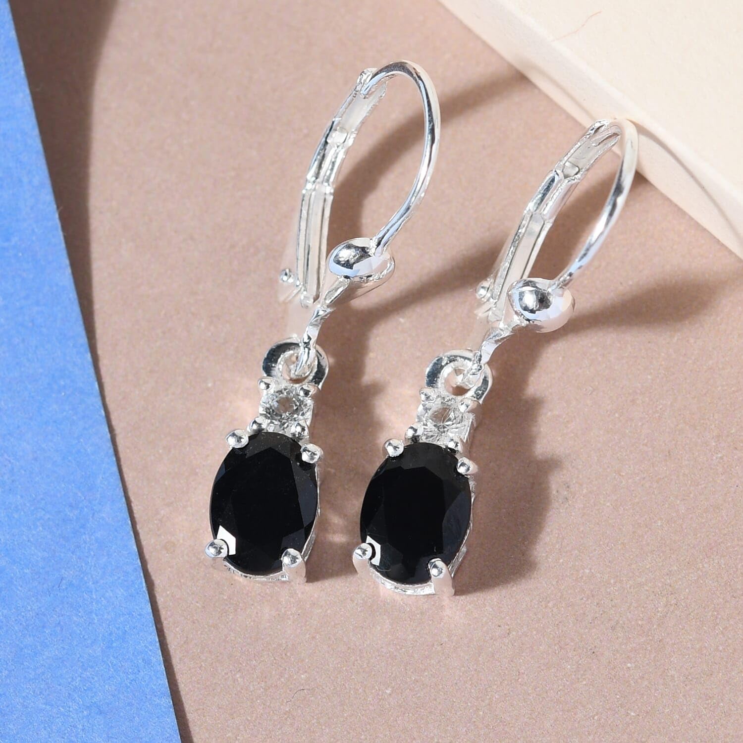 Shop LC Black Tourmaline Earrings - 925 Sterling Silver Dangle Leverback Crystal Jewelry for Women | Birthday Gift Idea for Her | Perfect for Evening Parties & Special Occasions