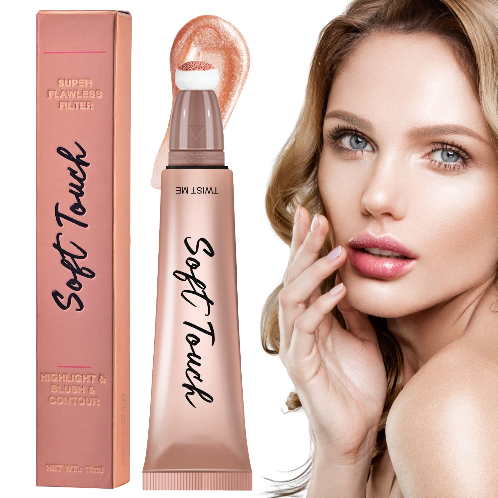 3D Liquid Highlighter Stick for Women - Long Lasting Face Makeup Blush & Cheek Contour | Perfect for Party, Night Out & Special Occasion Makeup
