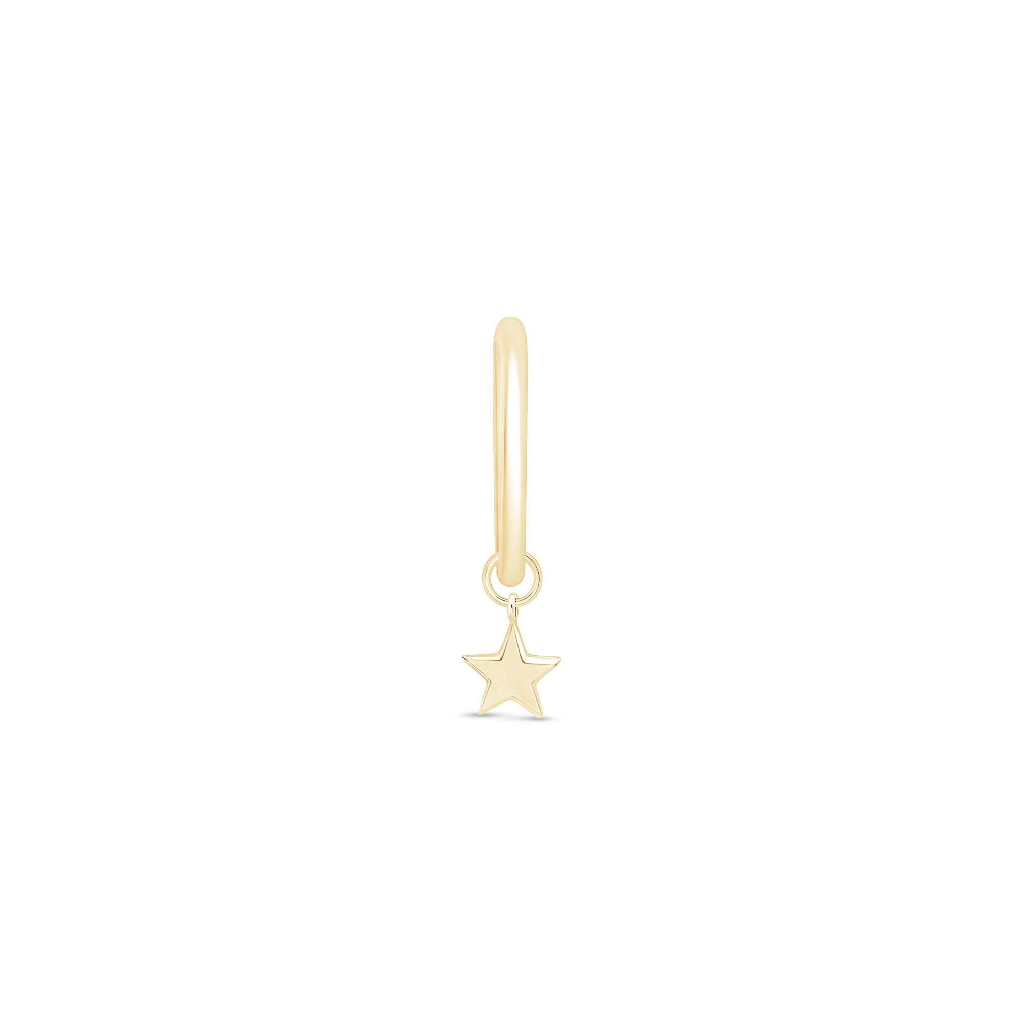 14k Yellow Gold Hoop Earrings with Star Charm - Perfect for Everyday Wear, Gifts & Special Occasions