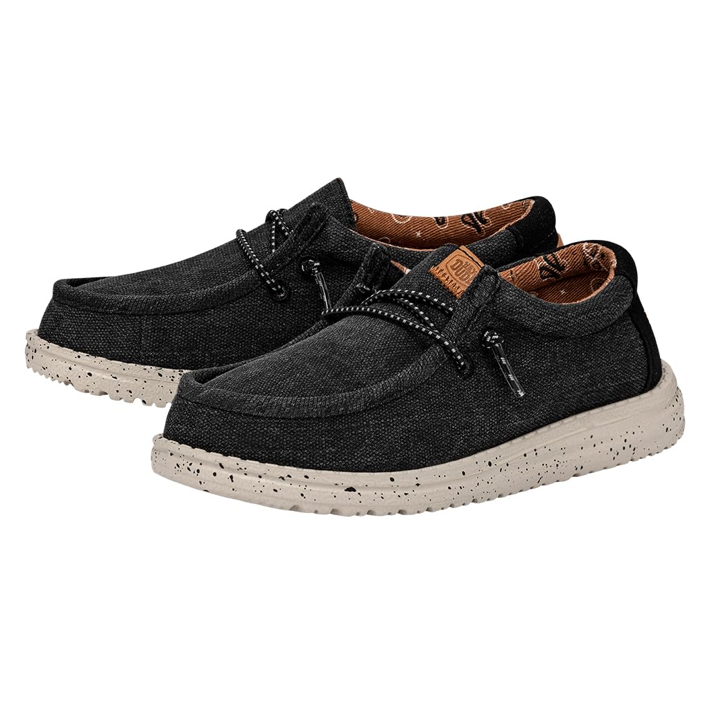 Hey Dude Wally Linen Shoes for Boys - Lightweight & Comfortable Casual Sneakers - Perfect for School, Play & Everyday Wear