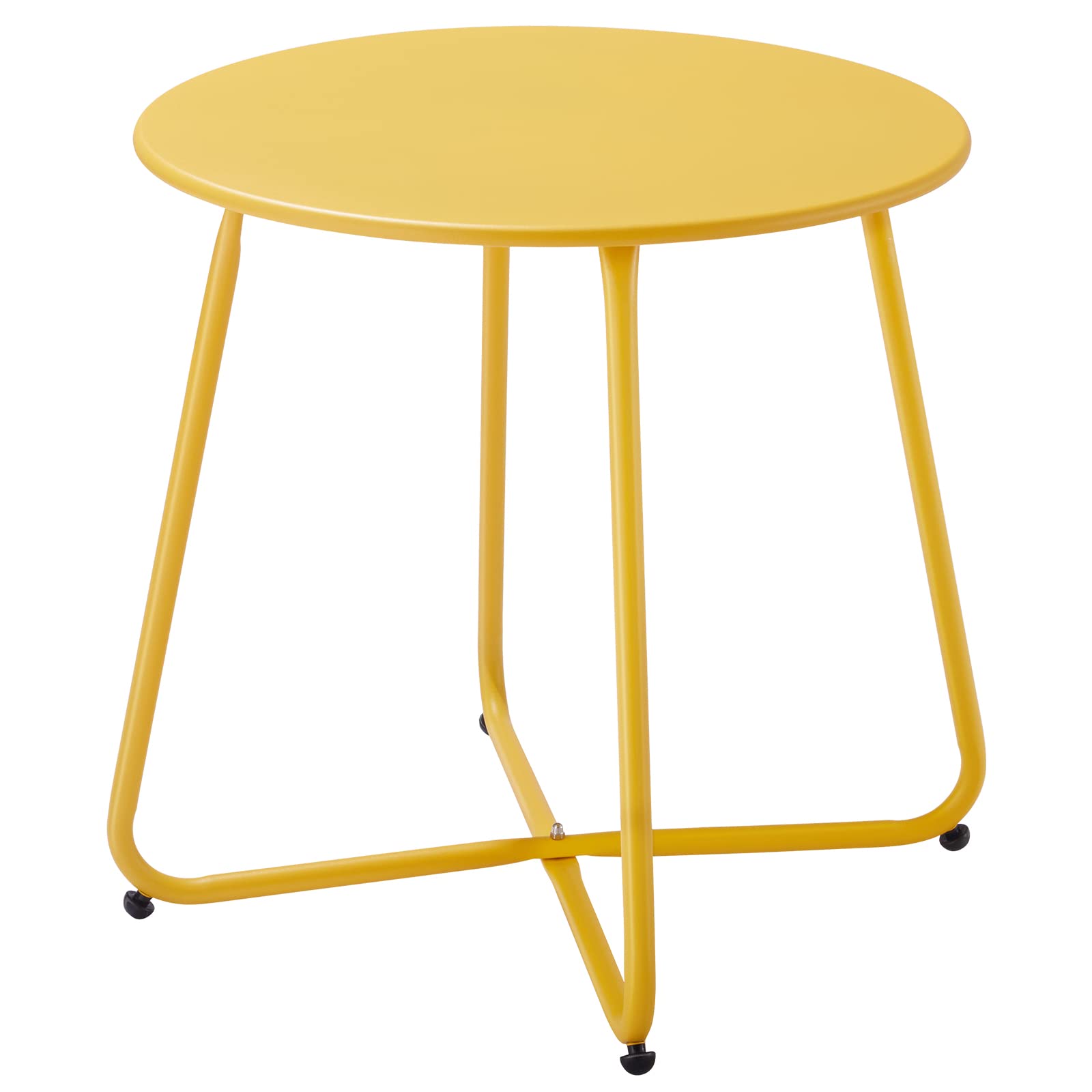 **Waterproof Round Metal Side Table - Small Outdoor & Indoor End Table, Weather Resistant Steel Patio Table for Garden, Balcony, Yard (Yellow) - Perfect for Coffee, Books & Drinks**