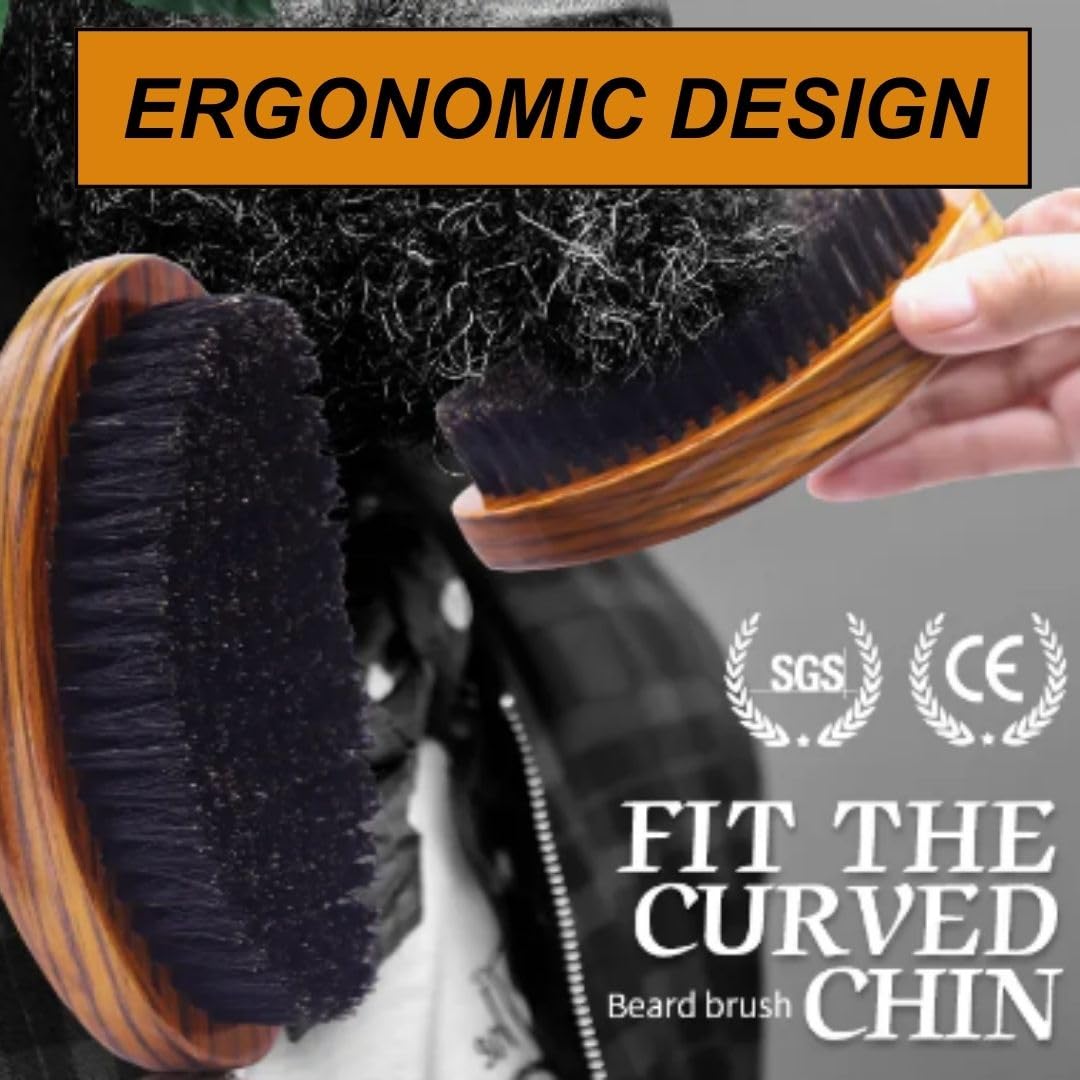 Premium Bamboo Beard Brush for Men - Boar Bristle Mustache & Facial Hair Grooming Kit | Compact Travel Size | Easy to Clean & Maintain | Perfect Gift for Dad, Husband & Boyfriend (Christmas, Birthday, Anniversary) | Ideal for Home, Office & Travel Grooming