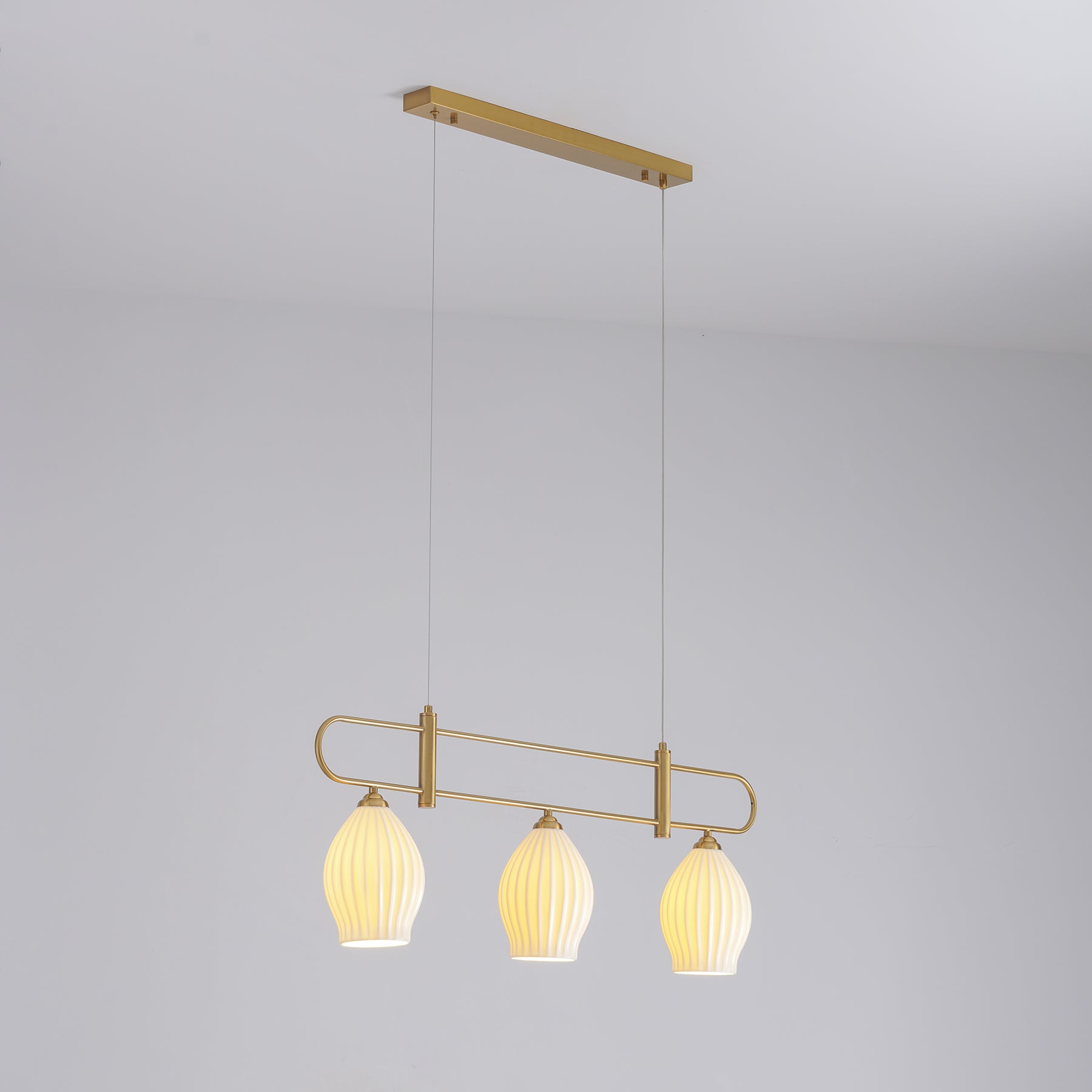 Modern Fin Pendant Light - Adjustable Hanging Ceiling Lamp for Kitchen Island, Dining Room & Bedroom | Industrial Style Lighting Fixture with Vintage Edison Bulbs