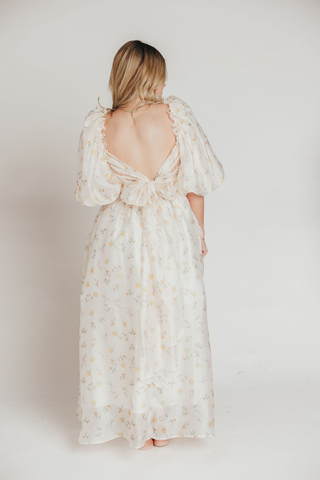 Melody Maxi Dress with Pleats & Bow Detail - Yellow Rose Floral Print | Bump Friendly Maternity Dress | Inclusive Sizing S-3XL | Perfect for Weddings, Baby Showers & Summer Vacations