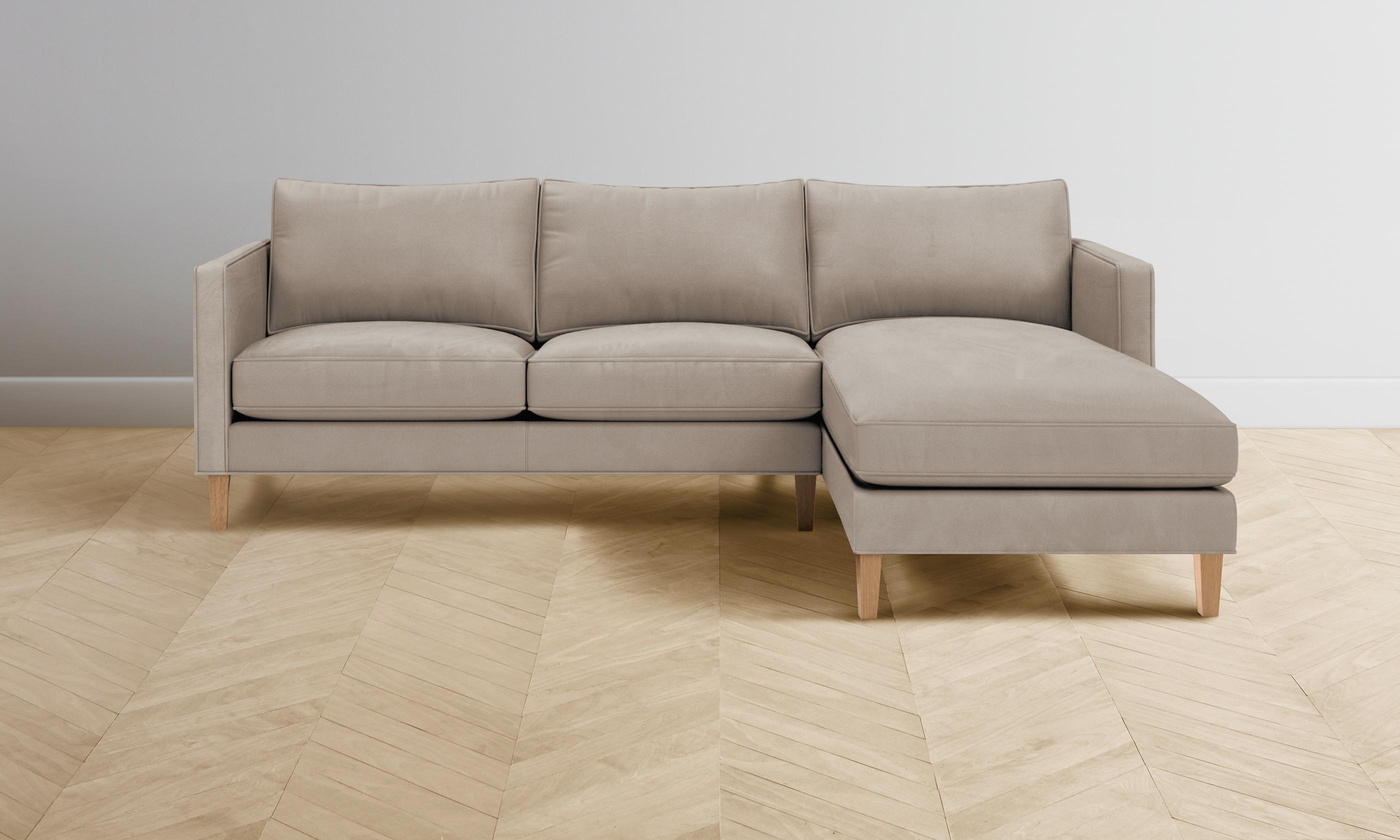 Premium Crosby Sectional Sofa in Soft Nubuck Leather - Fawn Color for Living Room & Family Room Comfort