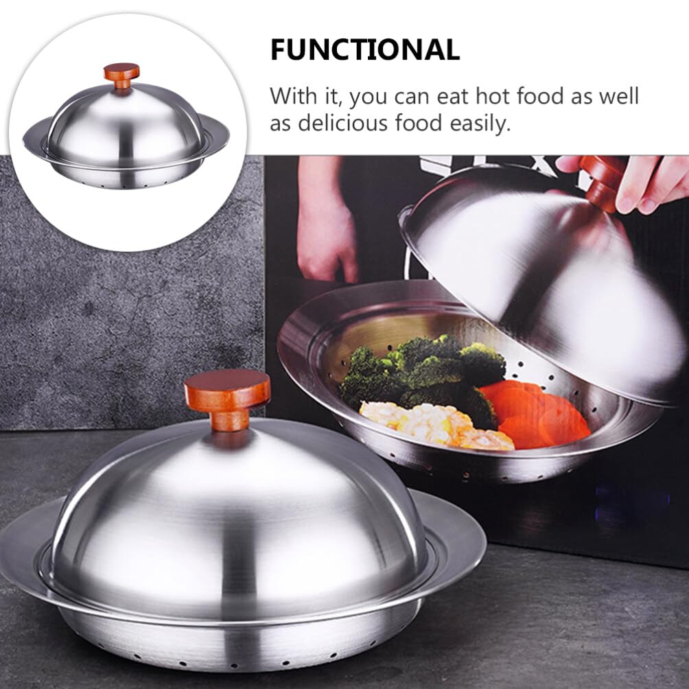 Premium Stainless Steel Asian Food Steamer with Melting Dome - Round Basting Cover for Dumplings, Vegetables & More - Perfect for Home Cooking & Traditional Asian Cuisine