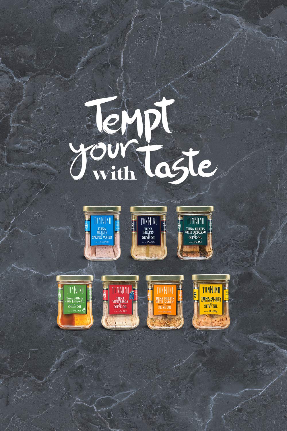 Premium Tonnino Yellowfin Tuna Fillets in Olive Oil with Lemon Pepper - Gluten Free, Low Calorie, 6.7 oz Jar - Perfect for Salads, Sandwiches & Keto Meals