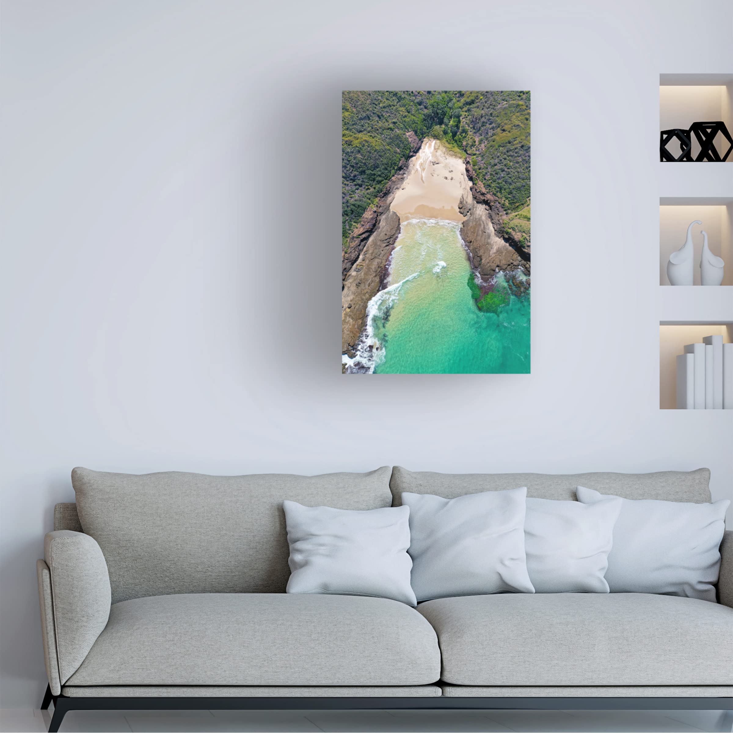 Trademark Fine Art 'A Beach For Two' Canvas Wall Art Print by Beata Czyzowska Young - Coastal Beach Scene Painting for Living Room, Bedroom & Office Decor