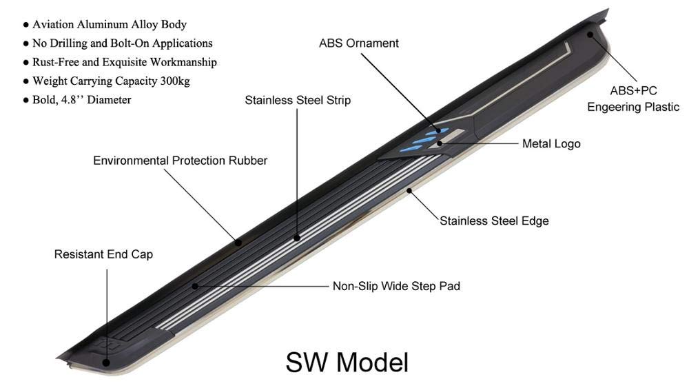 2 Pcs Stainless Steel Side Step Running Boards for Hyundai Creta 2015-2020 - Durable Fixed Door Nerf Bars with Anti-Slip Platform | Perfect for Off-Roading & Daily Use