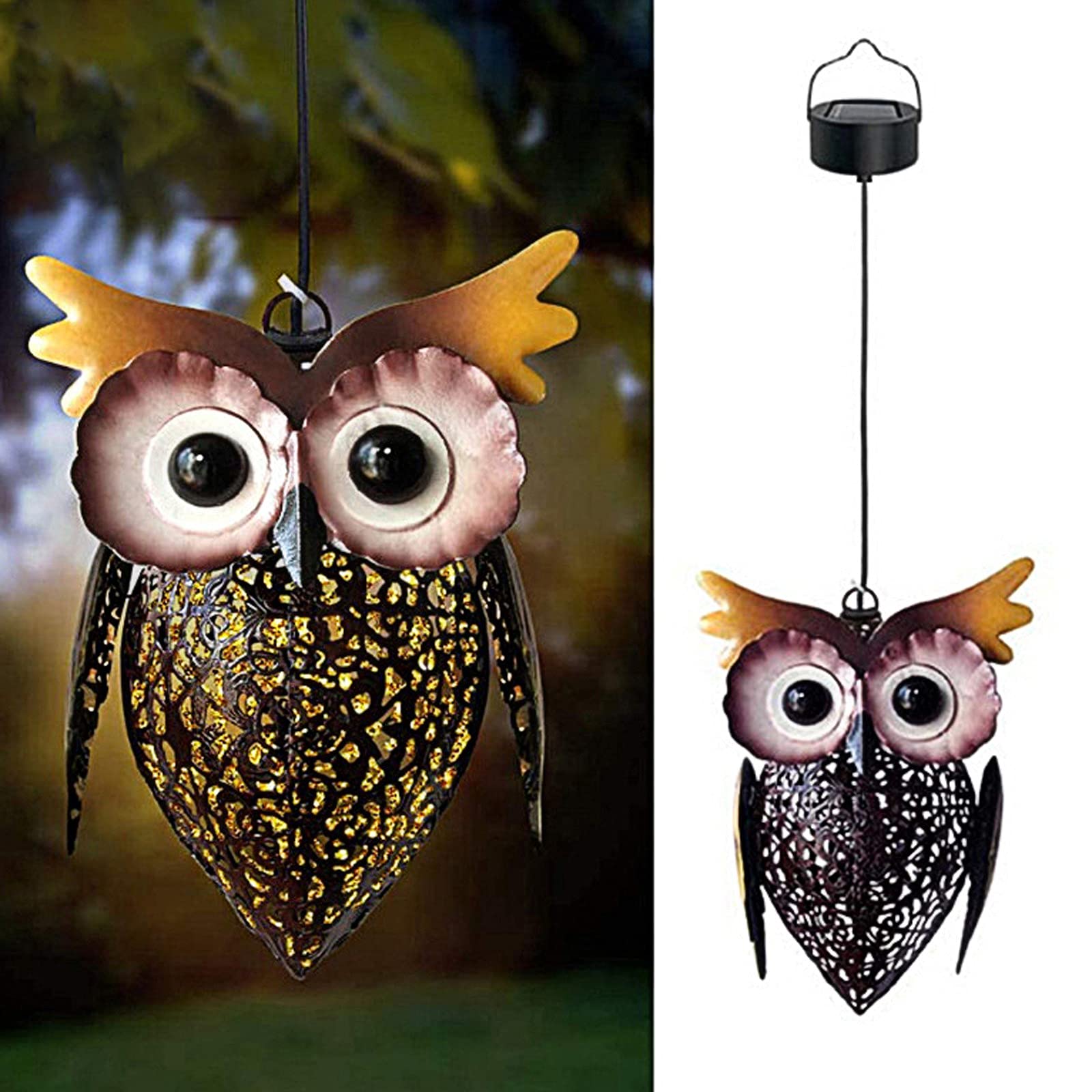 Solar Powered Outdoor Owl Light - Waterproof Wrought Iron LED Chandelier for Garden, Lawn, Patio & Courtyard Decor | Perfect for Pathway Lighting, Backyard Ambience & Nighttime Landscape Illumination