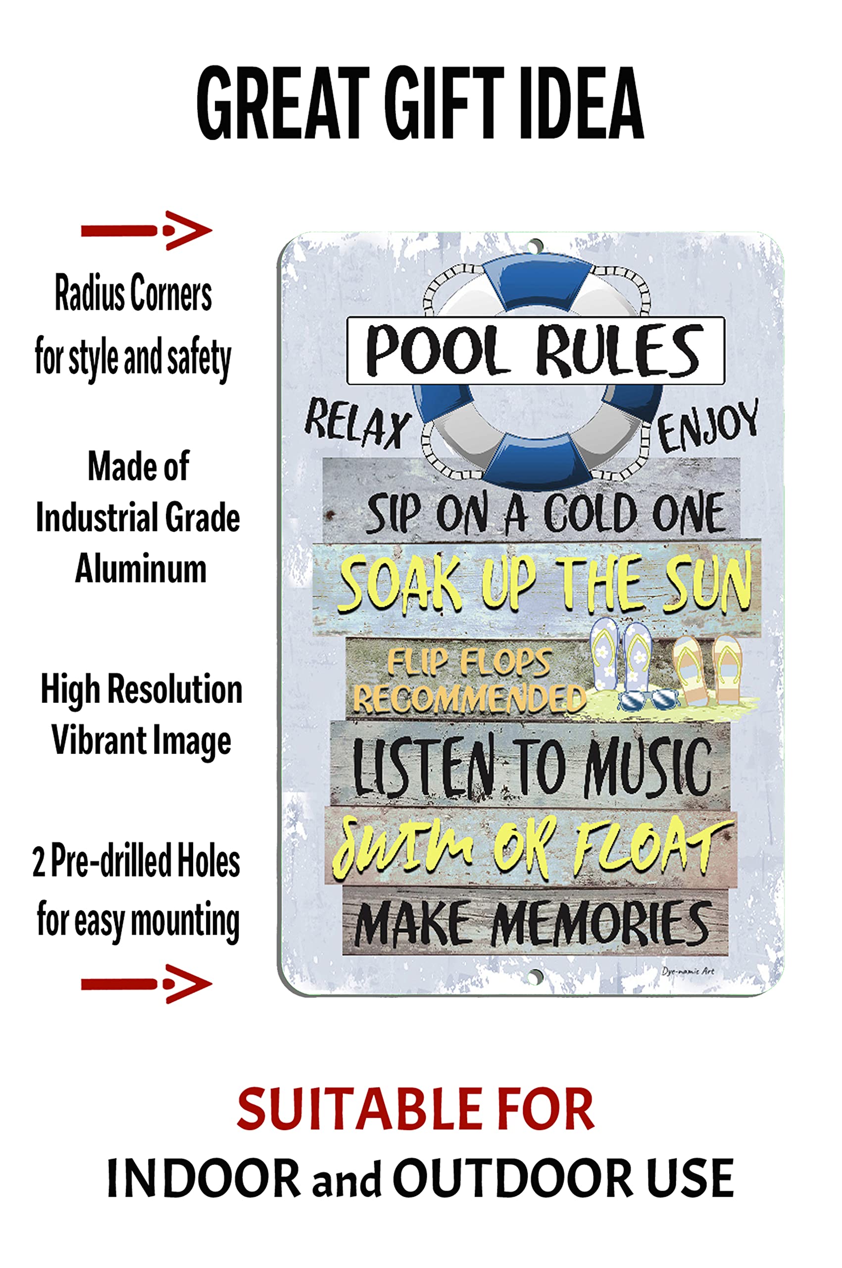 Funny Pool Rules Sign - Outdoor Aluminum Wall Art for Backyard, Patio & Swimming Area | 12x18 Inch Lightweight Decor | Perfect for Summer Parties, BBQ Gatherings & Poolside Relaxation