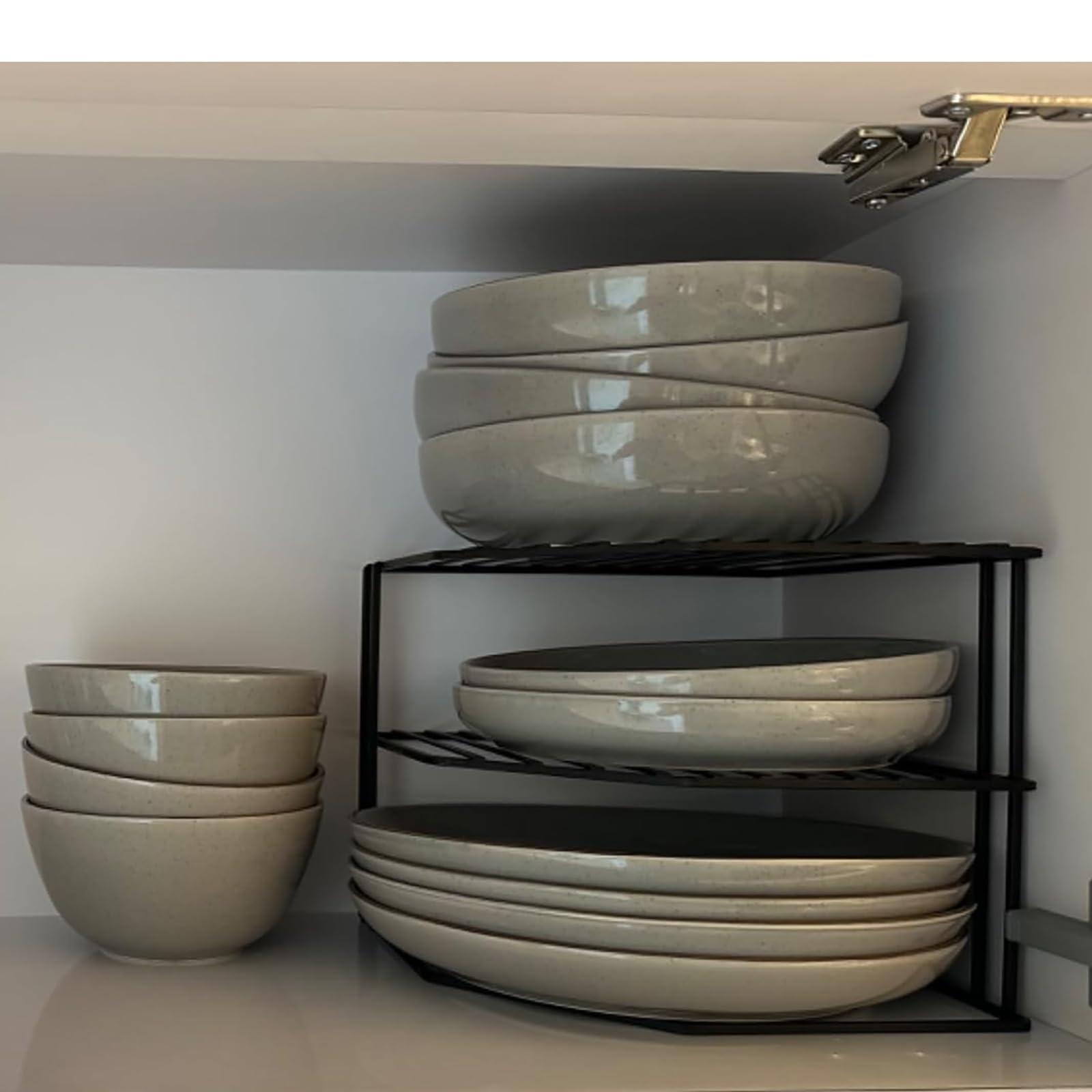 3-Tier Metal Wire Kitchen Corner Shelf Organizer - 9x9x7.5 Inch Counter & Cabinet Storage Rack for Plates, Cups, Dishes - Space Saving Pantry Solution for Small Kitchens, Bathrooms & Dorm Rooms