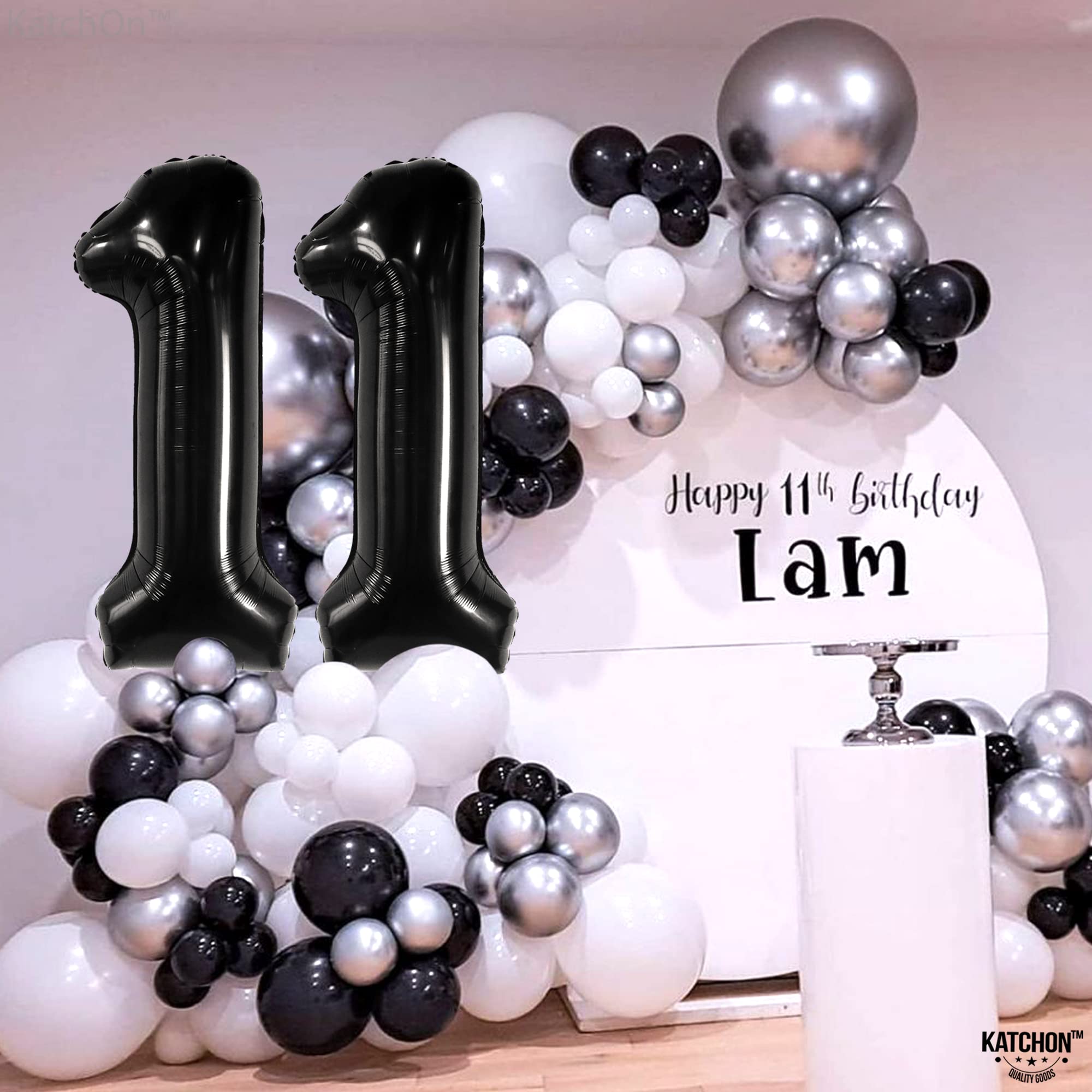 KatchOn 40 Inch Giant Black Number 11 Balloon - Extra Large Birthday Decorations for 11th Birthday Party, Anniversary & Special Events | Perfect for Boys' Birthday Decor, Photo Backdrops & Celebration Balloon Arches