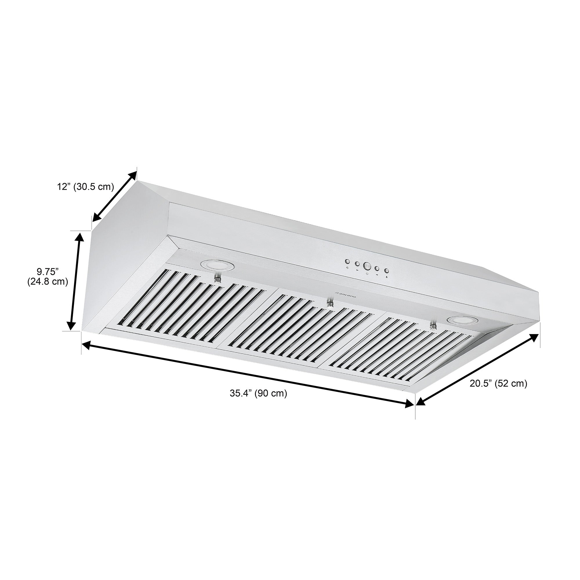 Ancona 36-Inch 440 CFM Stainless Steel Ducted Under Cabinet Range Hood - Powerful Kitchen Ventilation for Smoke & Odor Removal - Perfect for Home Cooking & Grilling