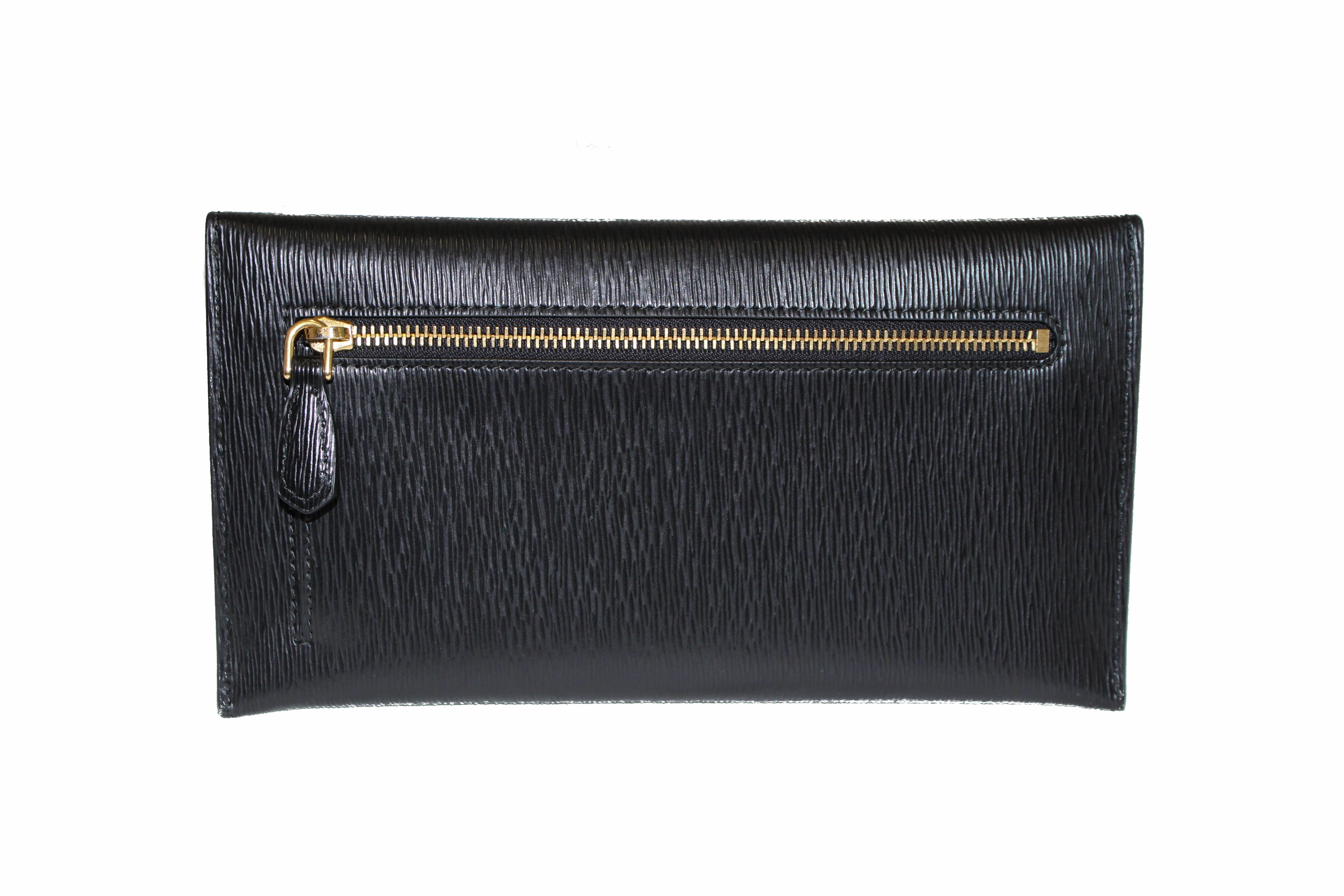 Authentic Prada Saffiano Leather Long Wallet for Women - Black Envelope Style Luxury Bifold | Perfect for Everyday Use, Business & Special Occasions