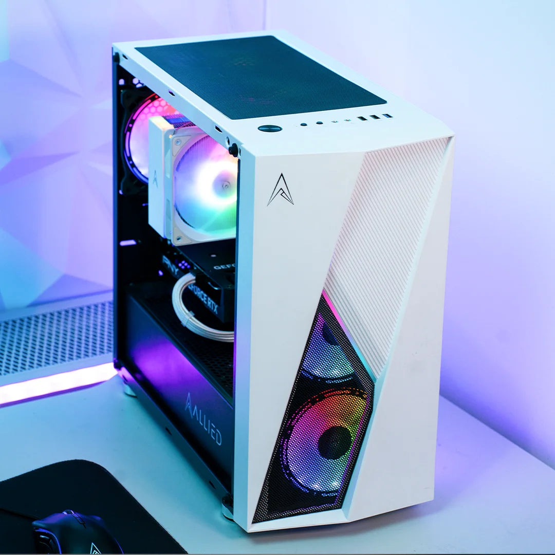 Allied Stinger RTX 4060 Ti Gaming PC - Intel Core i5 12400F Processor, 16GB RAM, 1TB SSD, White Desktop Computer for 4K Gaming & Streaming | Perfect for Esports, VR & Content Creation