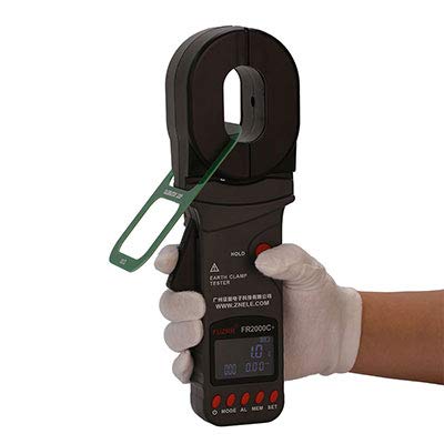 FR2000C+ 4-Digit LCD Digital Clamp Ground Resistance Tester - Multifunctional Earth Tester with 0.01Ω-1200Ω & 0.00mA-20.0A Measurement, USB Software - Perfect for Electrical Maintenance, Industrial Safety Testing and Power System Diagnostics