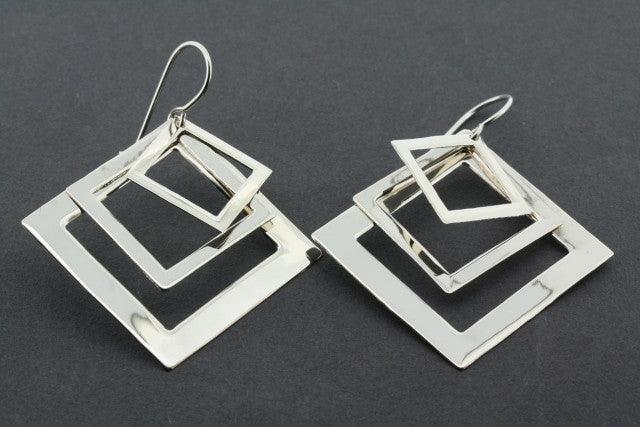 3-Piece Overlapping Diamond Stud Earrings in Sterling Silver - Perfect for Gifts, Parties & Everyday Elegance
