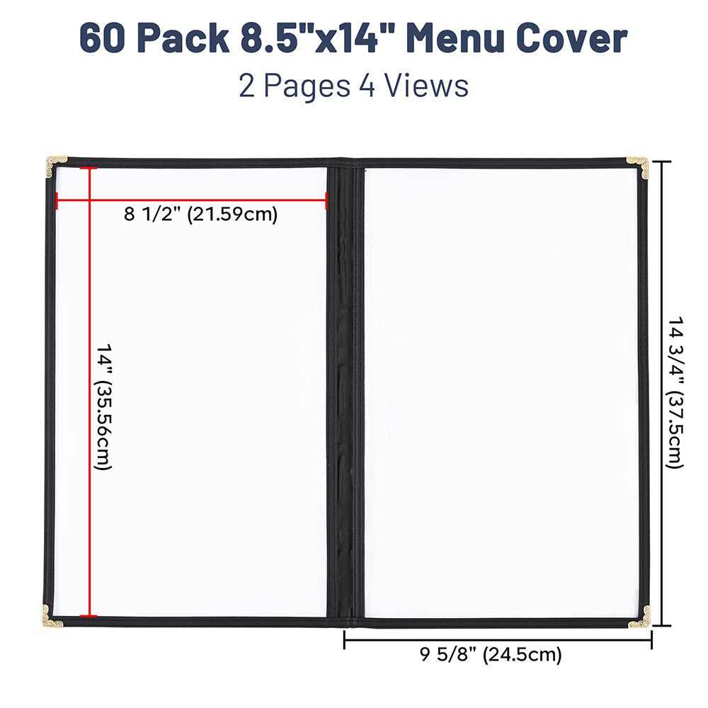 TheLAShop 8.5x14 Plastic Menu Covers - 4 View Menu Holders (60 Pack) - Perfect for Restaurants, Cafes, and Events