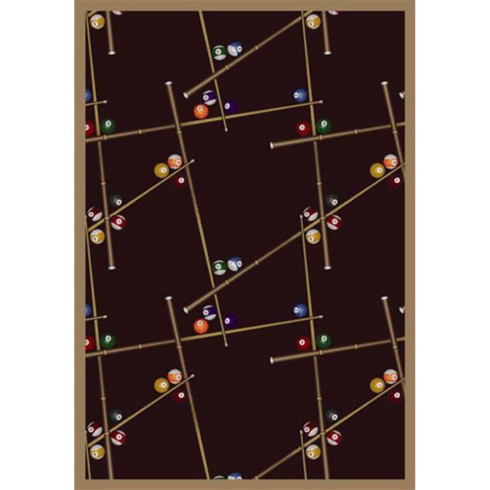 Joy Carpets Games People Play Snookered Burgundy Gaming Area Rug - Perfect for Game Rooms, Man Caves, and Home Entertainment Spaces