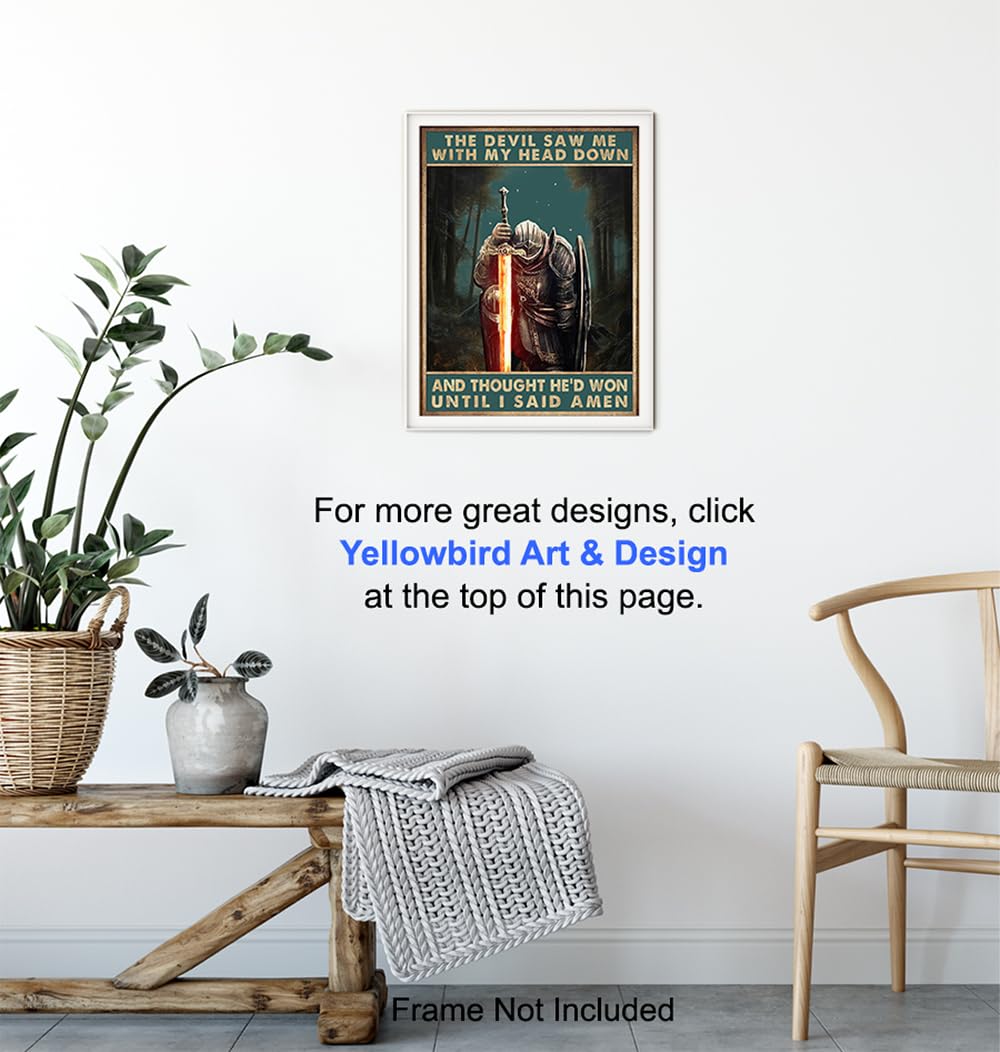 Christian Wall Art for Men - Motivational Quote Poster for Home & Office Decor