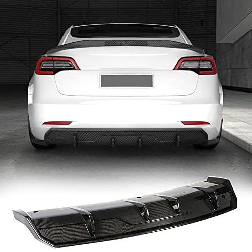 Carbon Fiber Rear Diffuser for Tesla Model 3 (2016-2023) - Rear Lip Diffuser Protector & Lower Bumper Spoiler Body Kit (Style C) | Factory Outlet | Enhance Aerodynamics & Style for Your Tesla Model 3 Sedan