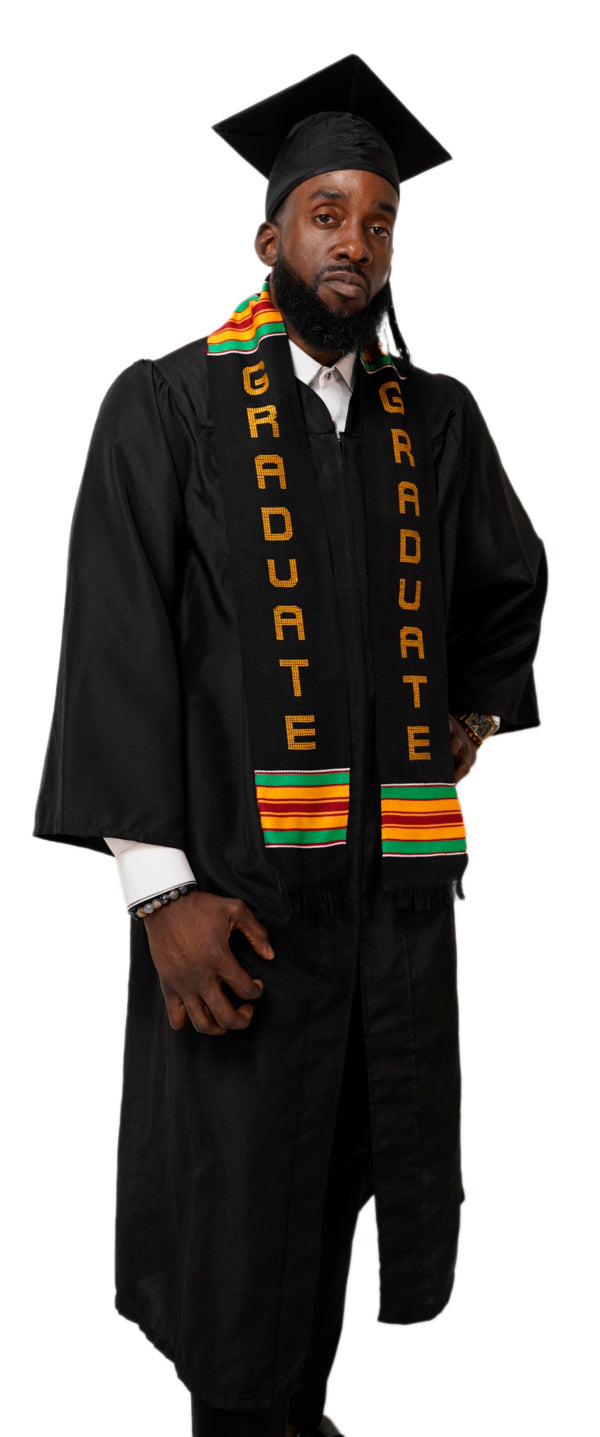 Premium Kente Cloth Graduation Stole Sash for Graduates - African Heritage Celebration Stole - Perfect for College & University Commencement Ceremonies
