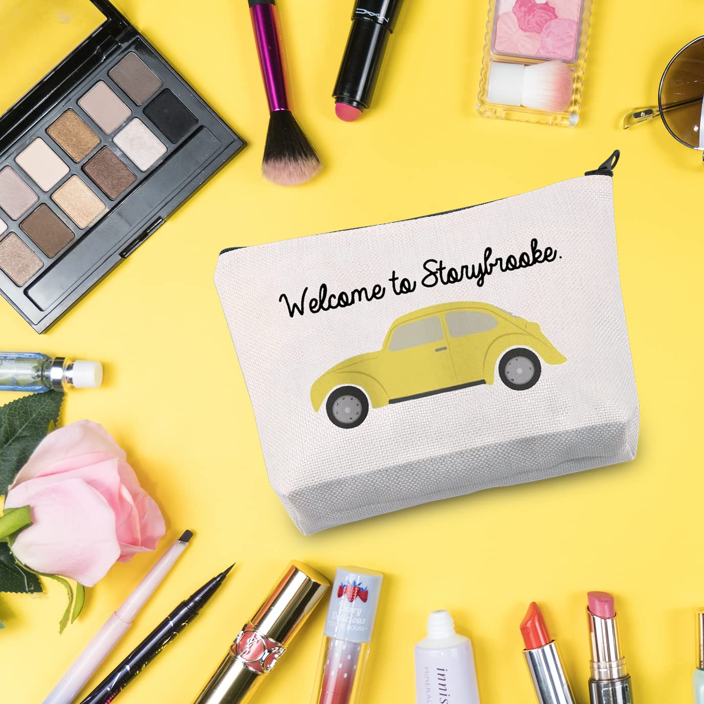 G2TUP Storybrooke Inspired Makeup Bag - TV Show Themed Cosmetic Pouch with Zipper for Fans | Perfect Gift for Welcome to Storybrooke Lovers (White) | Great for Travel, Daily Use & Cosmetics Storage