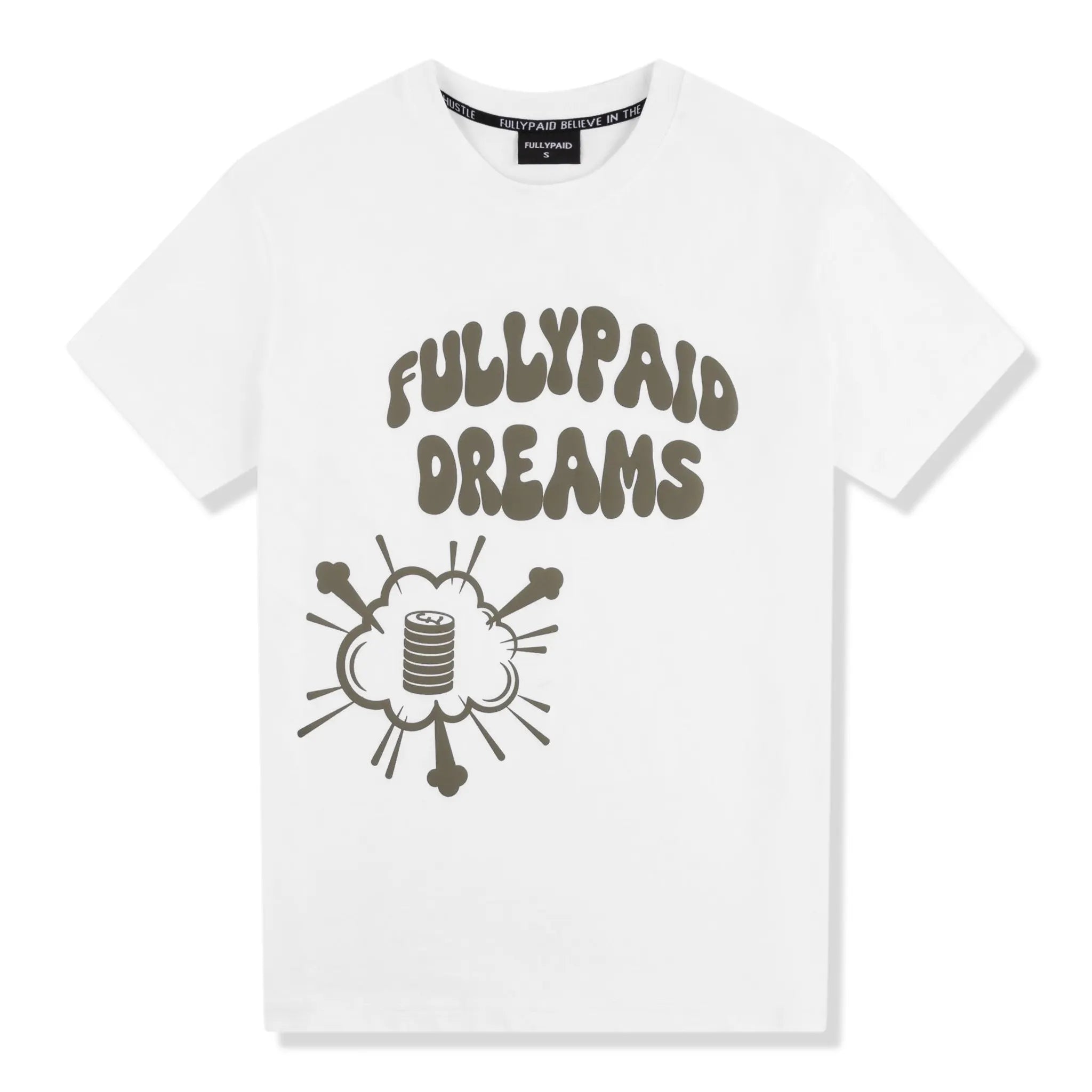 Fully Paid Dreams White Khaki Oversized T-Shirt for Men | Soft Cotton Relaxed Fit Streetwear | Perfect for Casual Outings & Summer Fashion