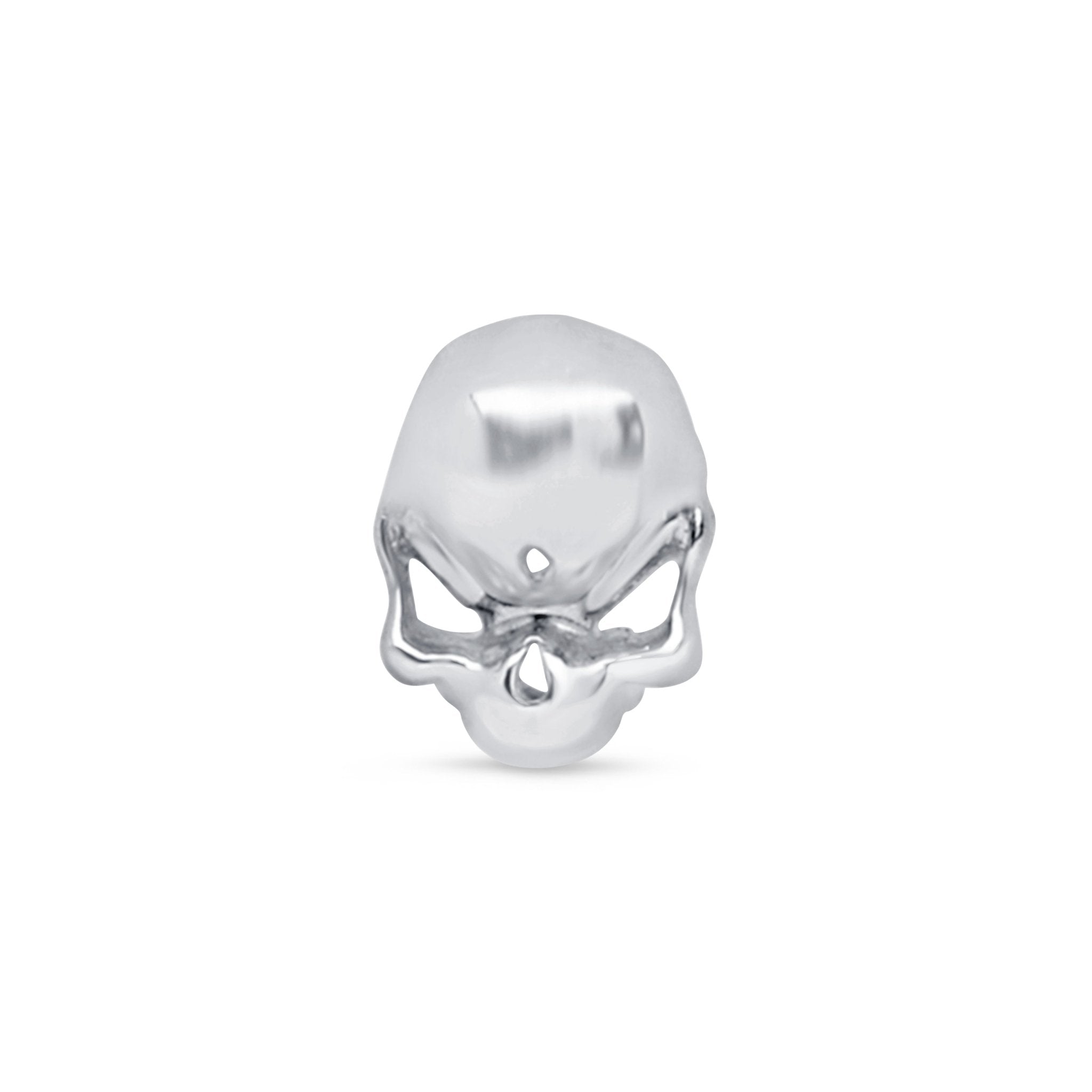 14k White Gold Sassy Skull Flat Back Stud Earrings - Perfect for Gothic, Punk & Alternative Fashion Lovers