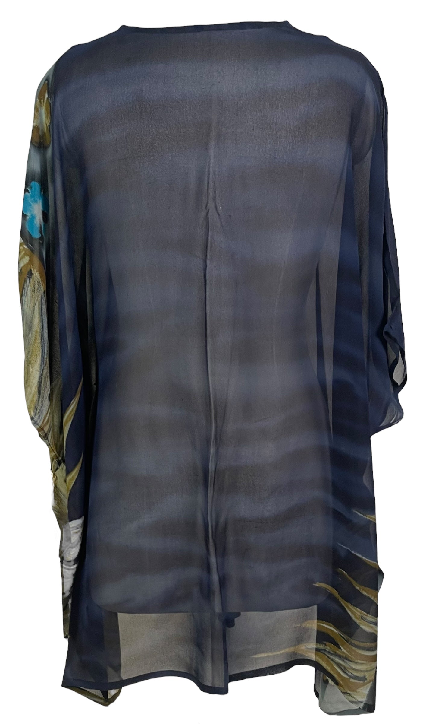PRG7129 Women's Sheer Avatar Pure Silk Short Kaftan Tunic - Lightweight Summer Cover Up for Beach, Pool Party & Boho Fashion
