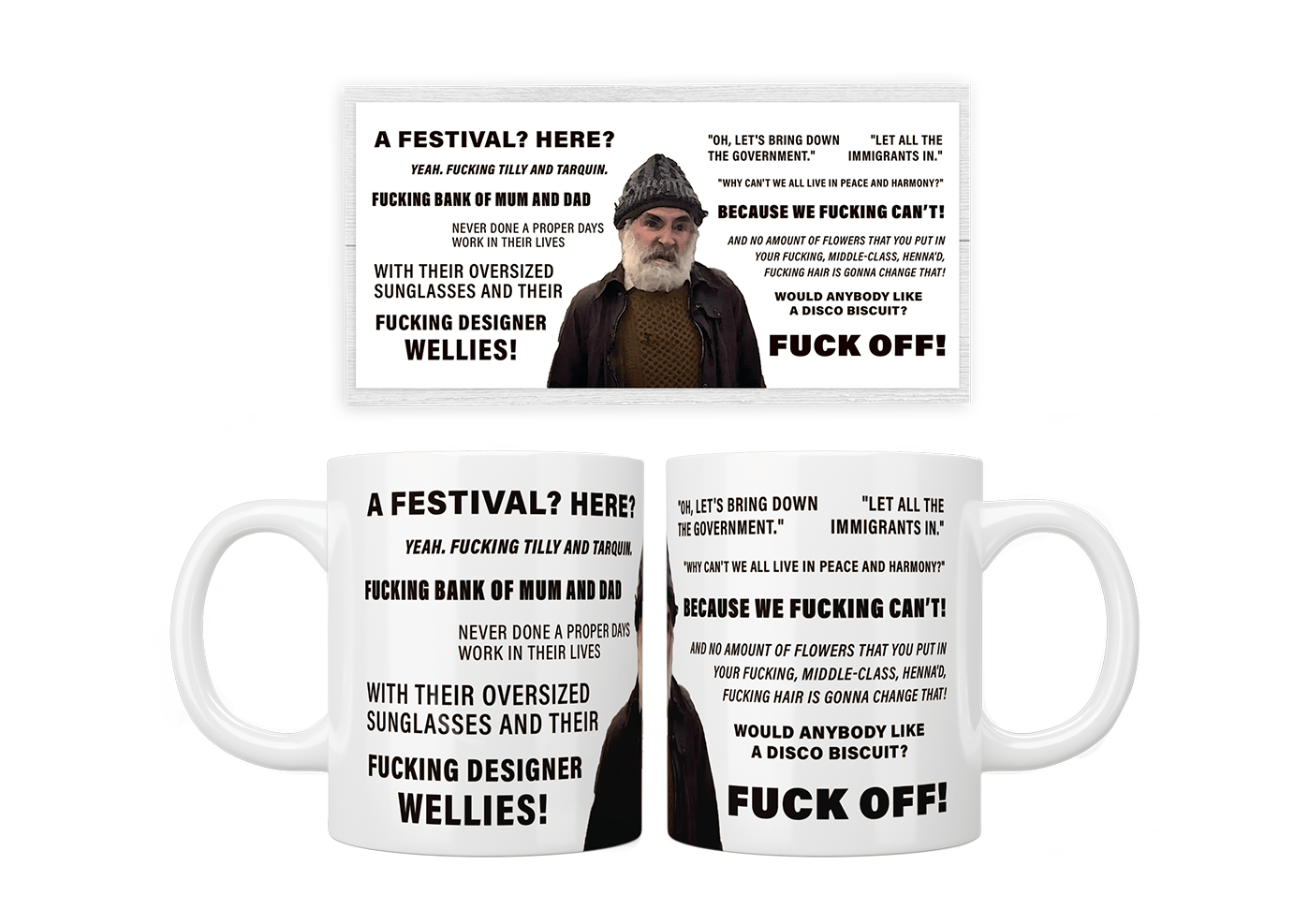 Brassic Farmer Jim Festival Rant Ceramic Coffee Mug - Funny British TV Show Inspired Gift for Tea & Coffee Lovers - Perfect for Home, Office or Gift Giving