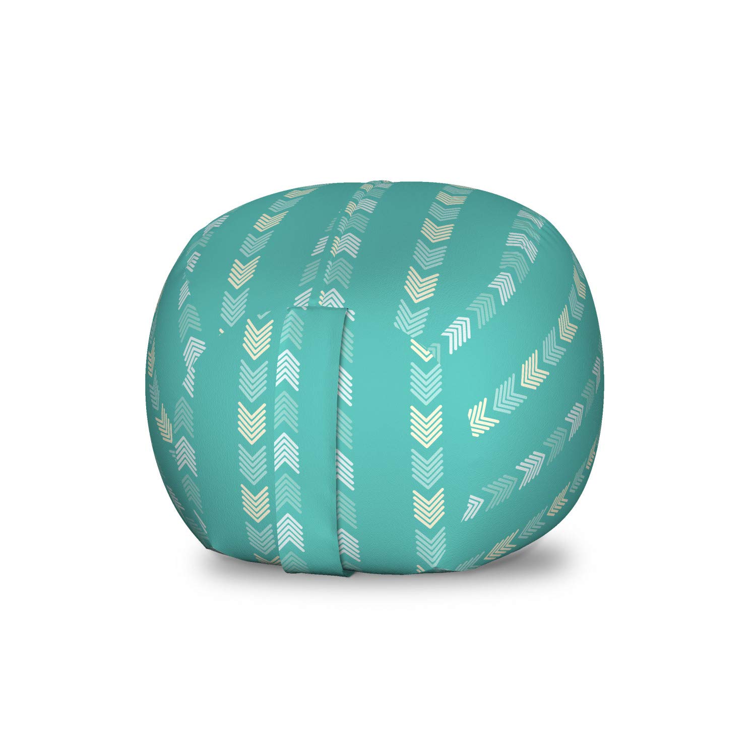 Ambesonne Folk Storage Toy Bag Chair - Abstract Symmetric Pattern, Washable Stuffed Animal Organizer, Small Size in Seafoam & Eggshell | Kids Room Decor, Playroom Storage, Nursery Organization
