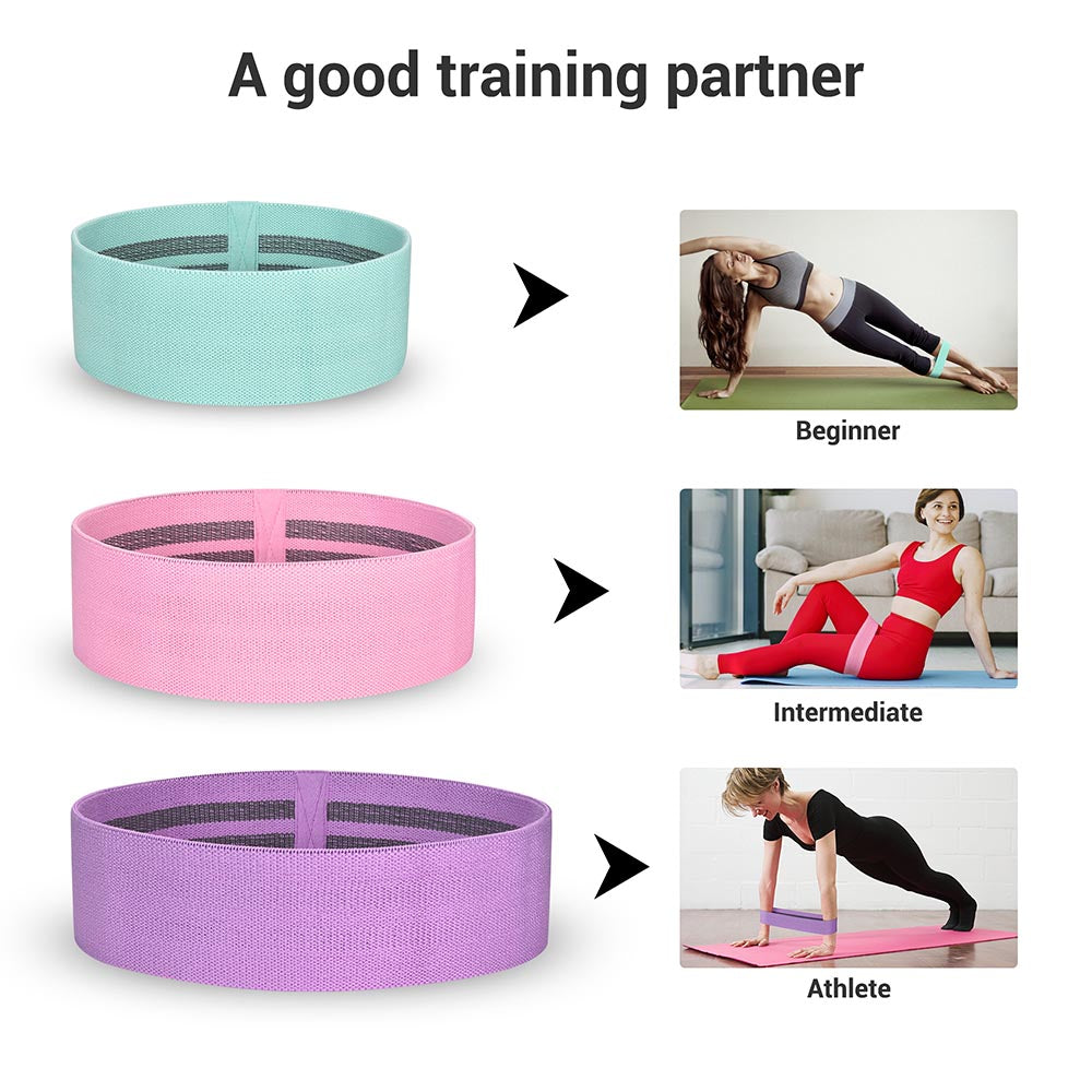 TheLAShop Fabric Resistance Loop Bands - Set of 3 (18-70lbs) for Strength Training, Yoga, Pilates & Home Workouts - Durable Exercise Bands for Men & Women