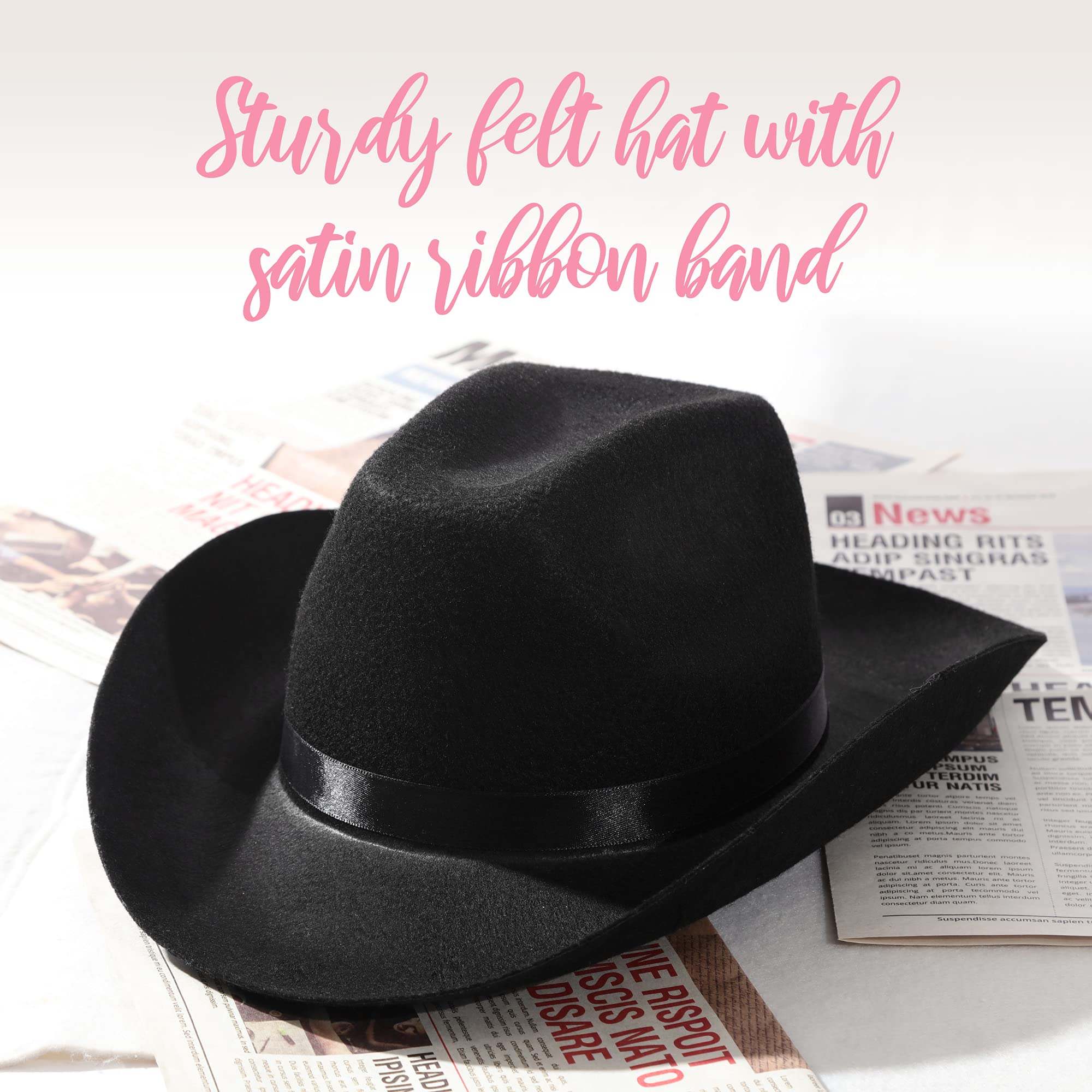Pop Fizz Designs Bachelorette Party Cowgirl Hats Set - Bride White Cowboy Hat & Matching Cowgirl Hats for Western Theme Parties, Bridal Showers & Country Weddings