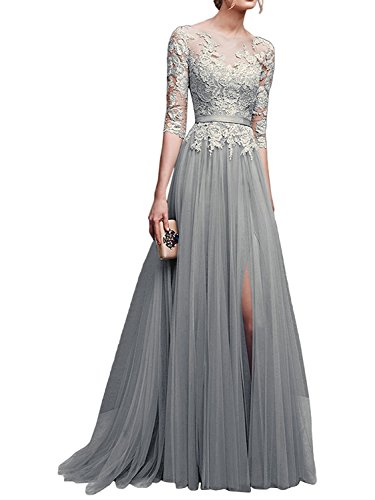 Elegant Long Lace Prom Dress with Long Sleeves and High Slit - Formal Evening Gown for Homecoming, Ball, and Special Occasions