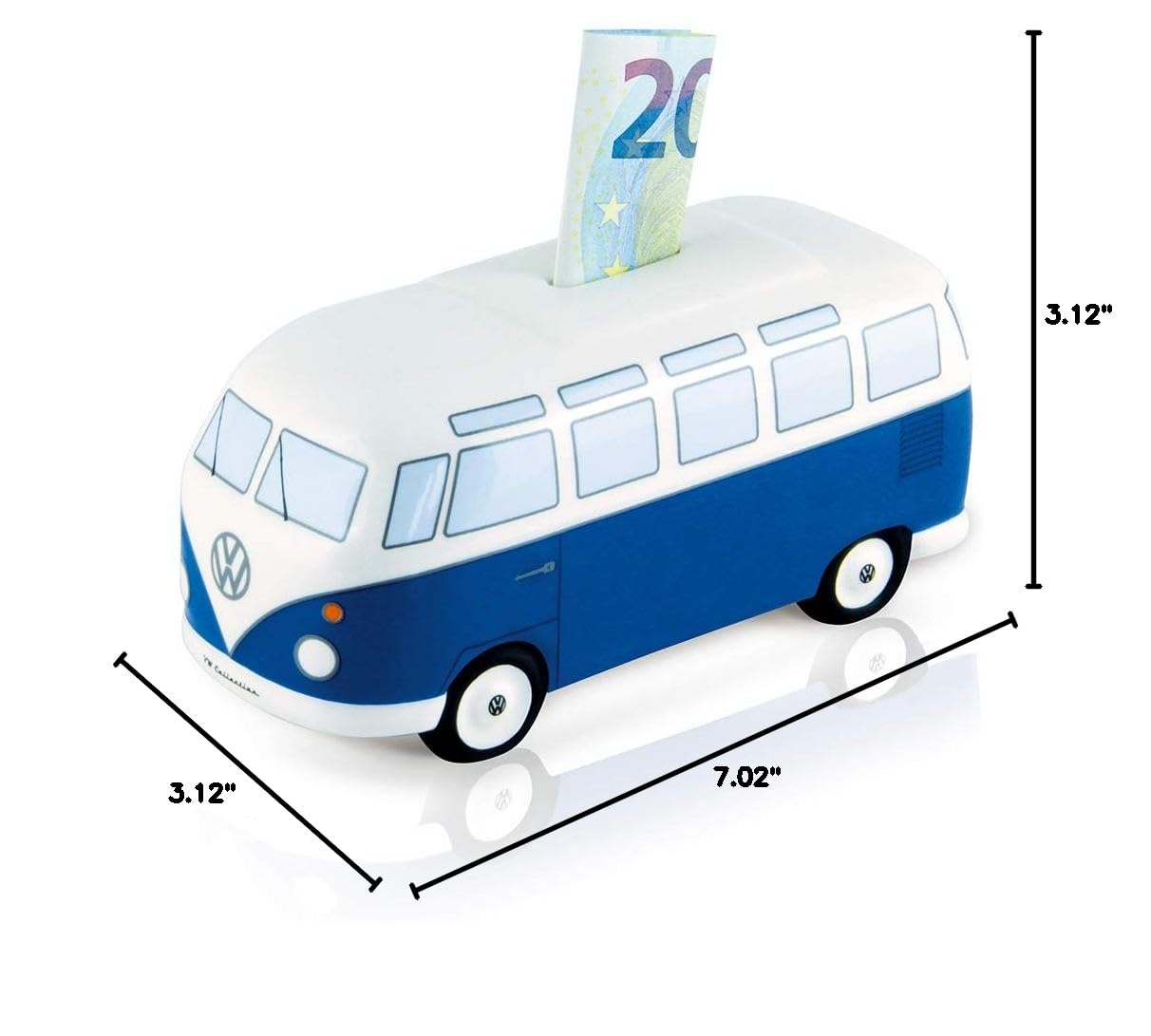 BRISA VW Collection - Volkswagen T1 Bus Samba Piggy Bank Money Coin Box (Classic Blue) - Perfect Gift for Car Enthusiasts & Collectors, Great for Kids' Savings & Home Decor