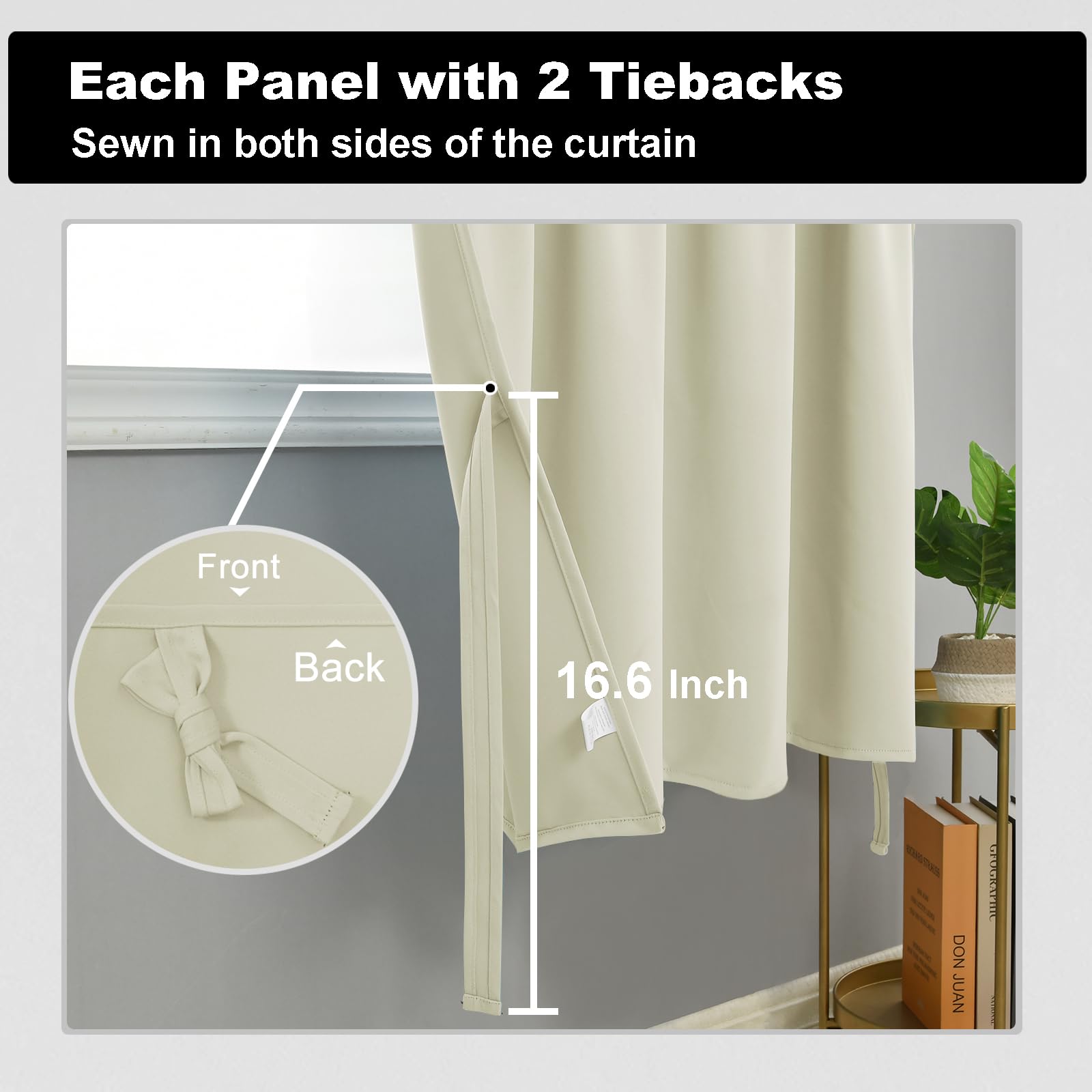 DWCN Light Beige Blackout Curtains - 30x36 Inch Set of 2, Rod Pocket Room Darkening Window Drapes for Bedroom, Nursery, Basement & Small Windows | Soft Solid Light Filtering Panels for Better Sleep & Privacy