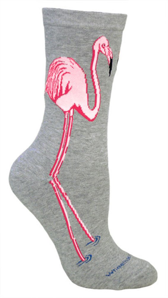 Wheel House Designs Flamingo Large Cotton Socks - Soft & Comfortable Women's Crew Socks for Casual Wear, Gifts, and Beach Outfits