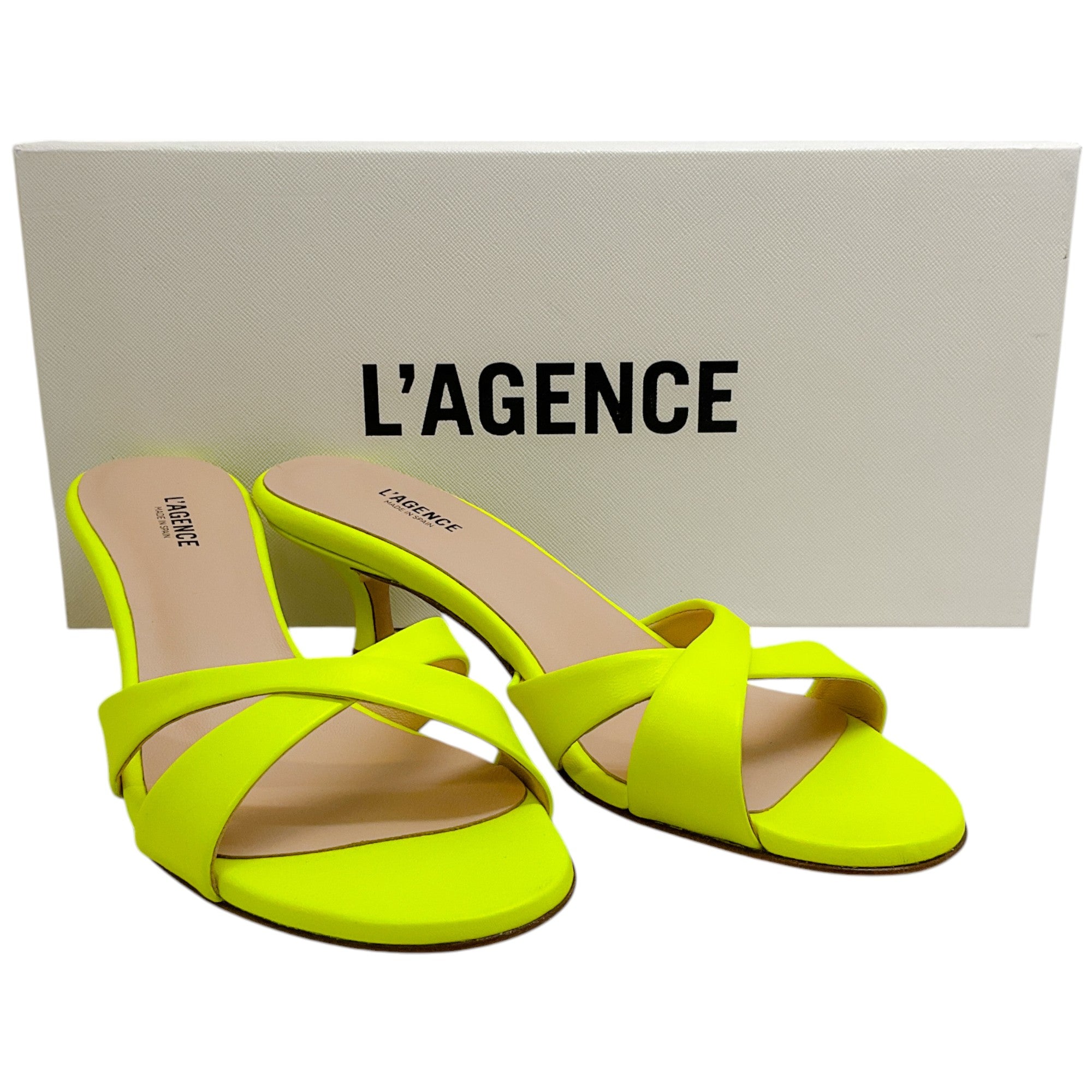 L'Agence Neon Yellow Alesia II Sandals - Women's Comfortable Summer Slide Sandals for Beach, Pool, and Vacation Wear