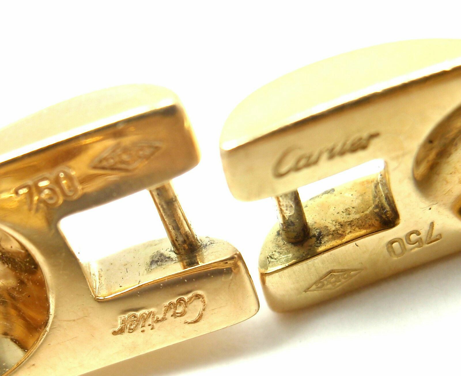Authentic Cartier Panthere Maillon 18k Yellow Gold Stirrup Cufflinks for Men - Luxury Gift for Weddings, Business & Formal Occasions