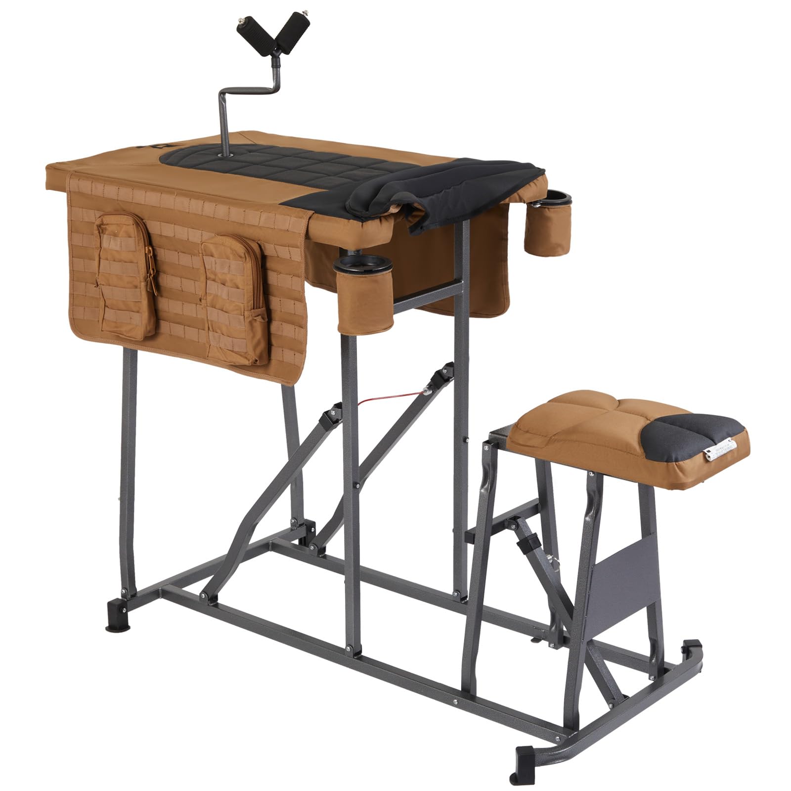 TR Magnum Precision Portable Shooting Bench Seat with Adjustable Table, Gun Rest, Shot Bag & Front Rest - Heavy Duty Steel Frame, Brown, Extra Large - Perfect for Hunting, Target Practice & Outdoor Shooting Ranges