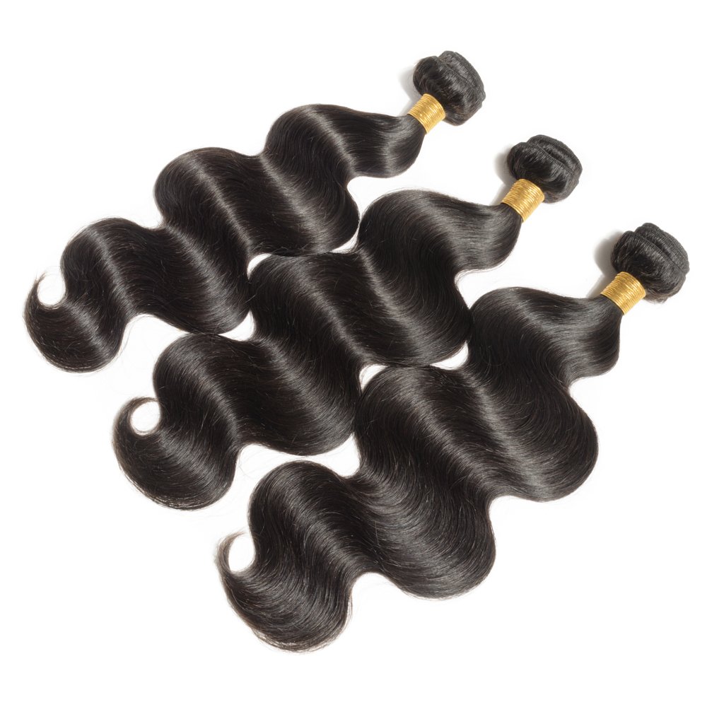 Benehair 100% Human Hair Bundles 20 22 24 Inches Brazilian Body Wave Weave Extensions - 3 Bundles Natural Black (#1B) 300g - Real Human Hair for Sew-in, Wavy & Curly Styles - Perfect for Daily Wear, Parties & Special Occasions