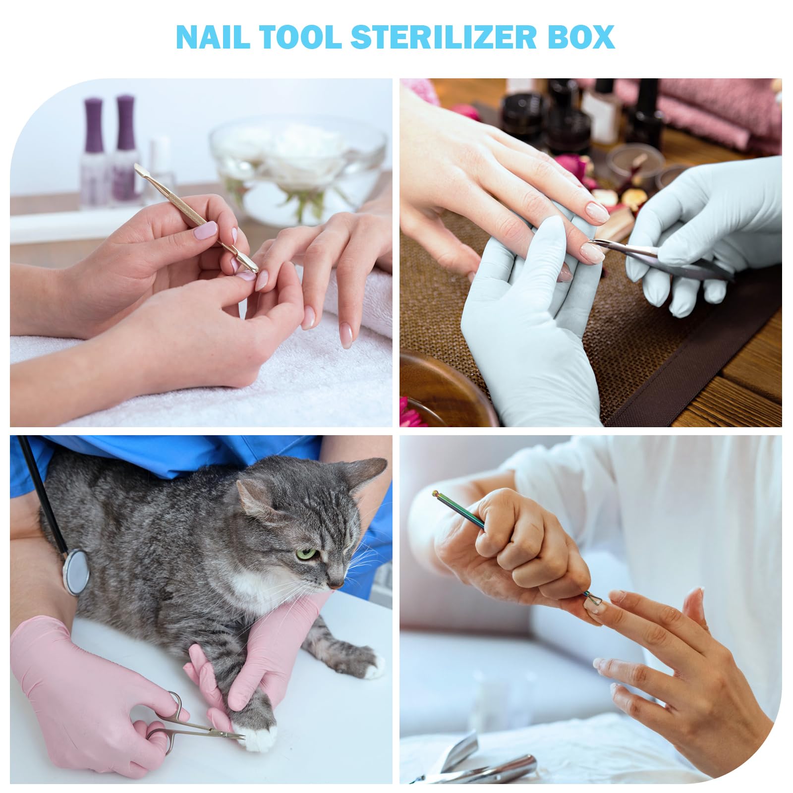 Professional Nail Tool Sterilizer Box - Plastic UV Sterilization Tray & Storage Organizer for Tweezers, Eyelash Extensions, Nail Implements - Ideal for Estheticians, Salons & Home Use (White) - Perfect for Sanitizing Beauty Tools & Maintaining Hygiene