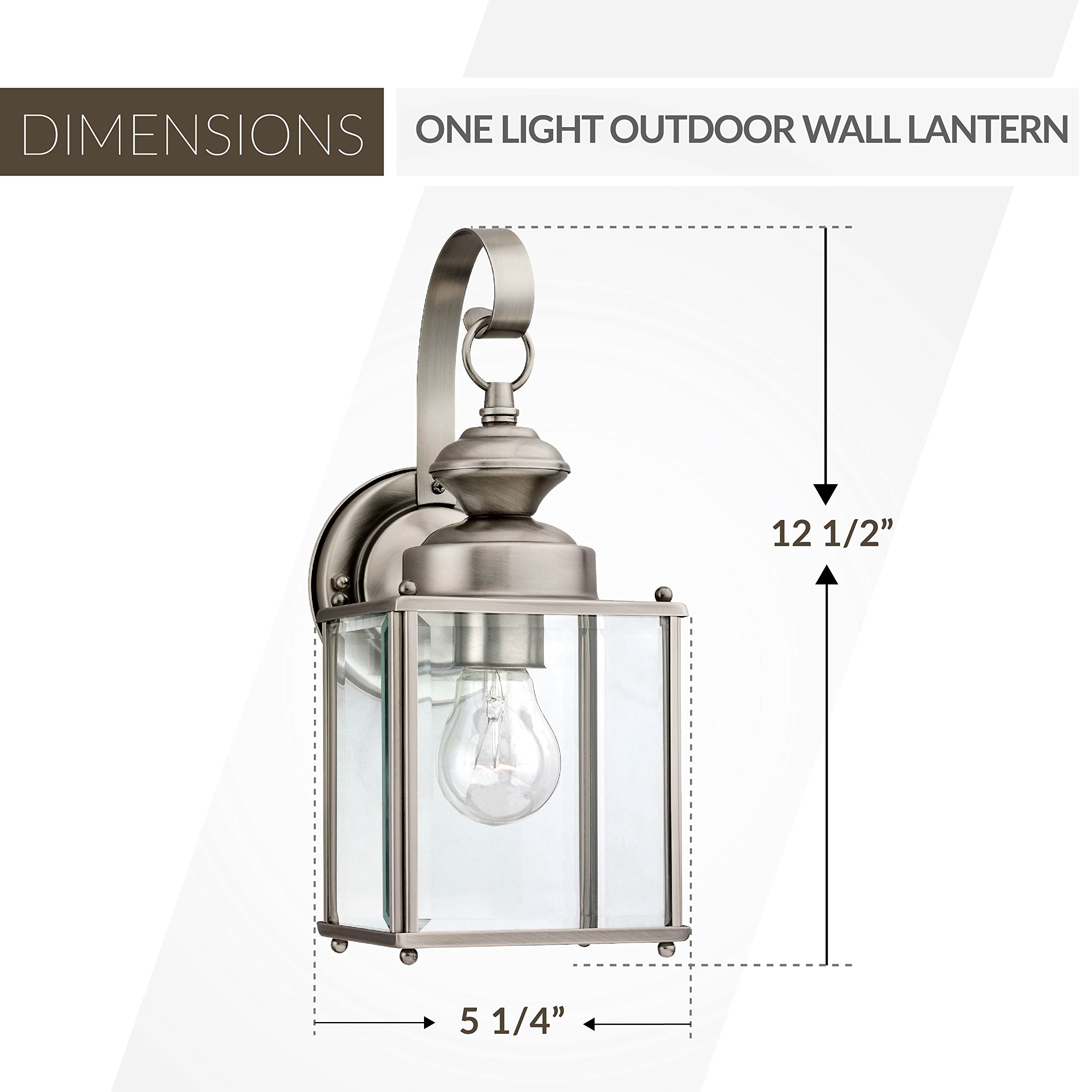 Sea Gull Lighting 8457-965 Jamestowne Outdoor Wall Lantern - White Exterior Light Fixture with One Bulb for Porch, Patio & Garden Lighting