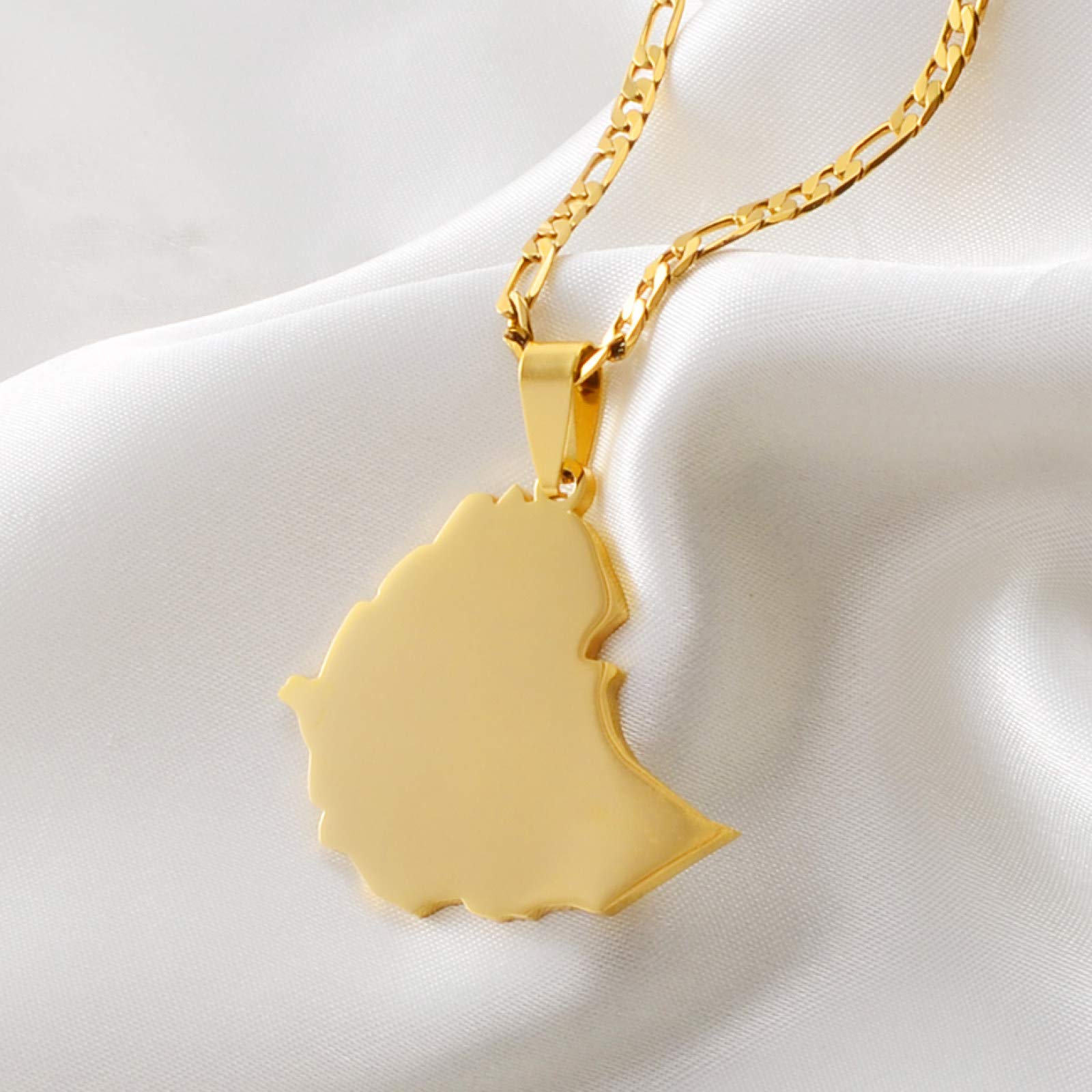 Ethiopia Map Pendant Necklace - Gold African Ethnic Charm Necklace for Women & Men, Thin Chain Patriotic Jewelry | Perfect for Hip Hop Fashion, Trendy Parties & Unique Gift Giving