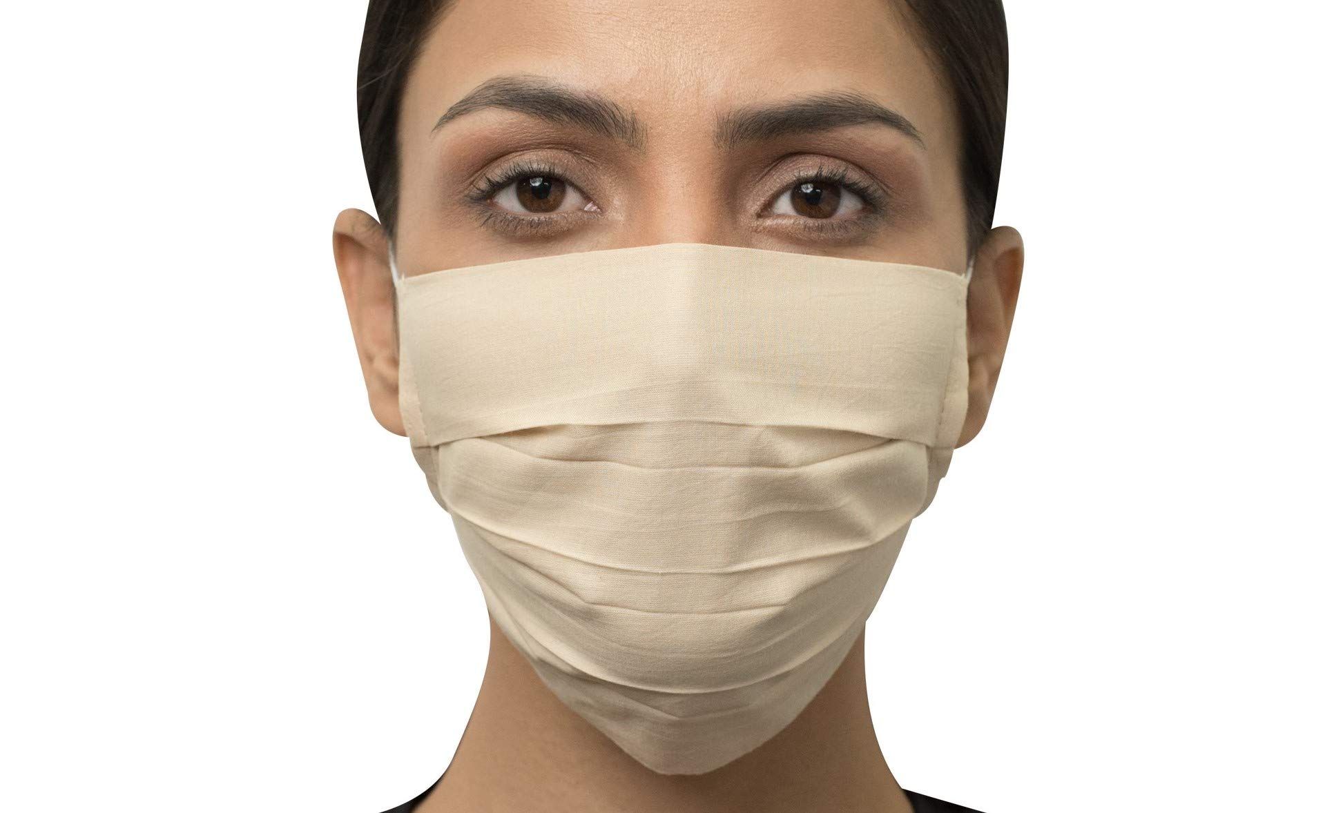 OrchidsPlus Pro Face Mask - 3-Layer Washable & Reusable Cloth Mask (Pack of 10, Beige) - Perfect for Daily Use, Travel, and Outdoor Activities