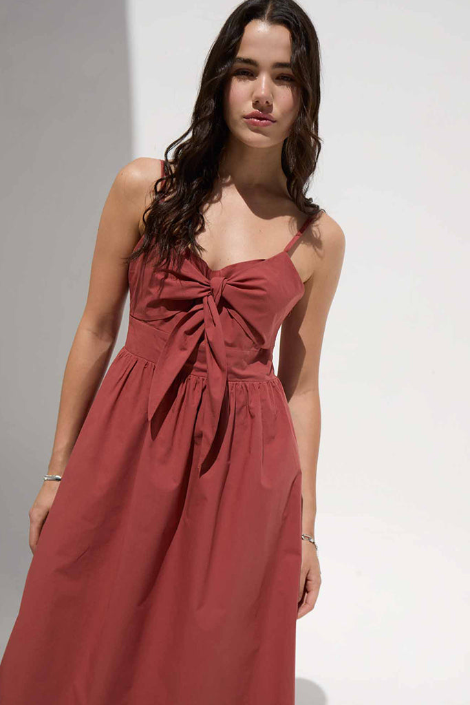 Dèluc Padua Dress in Reddish Brown | Elegant Women's Midi Dress for Casual Wear, Office & Special Occasions