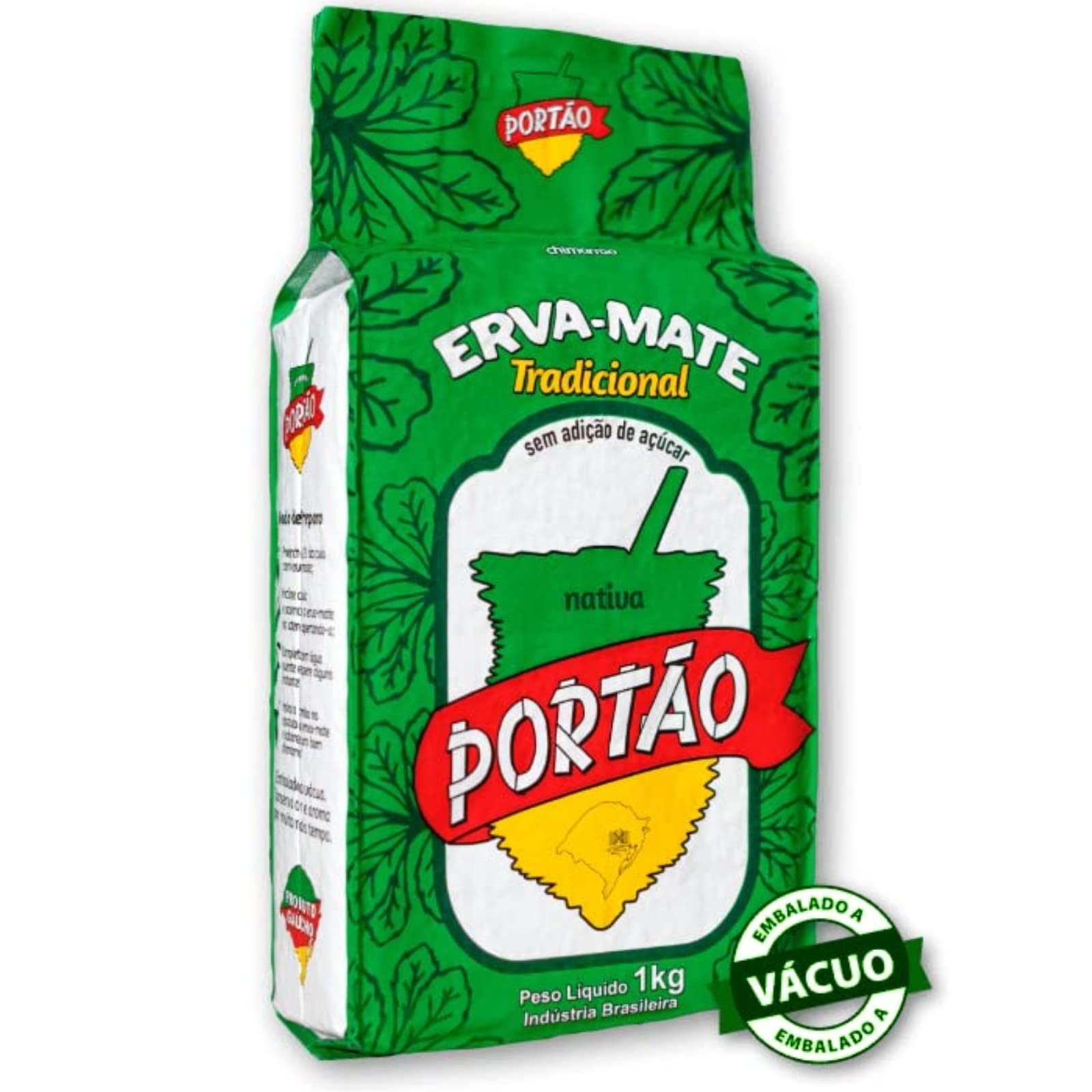 Premium Yerba Mate Chimarrão Portão - Fresh & Green Brazilian Tea - Traditional Erva Mate - Vacuum Sealed 1kg (35.27oz) - Pack of 10 - Perfect for Energy Boost & Social Gatherings