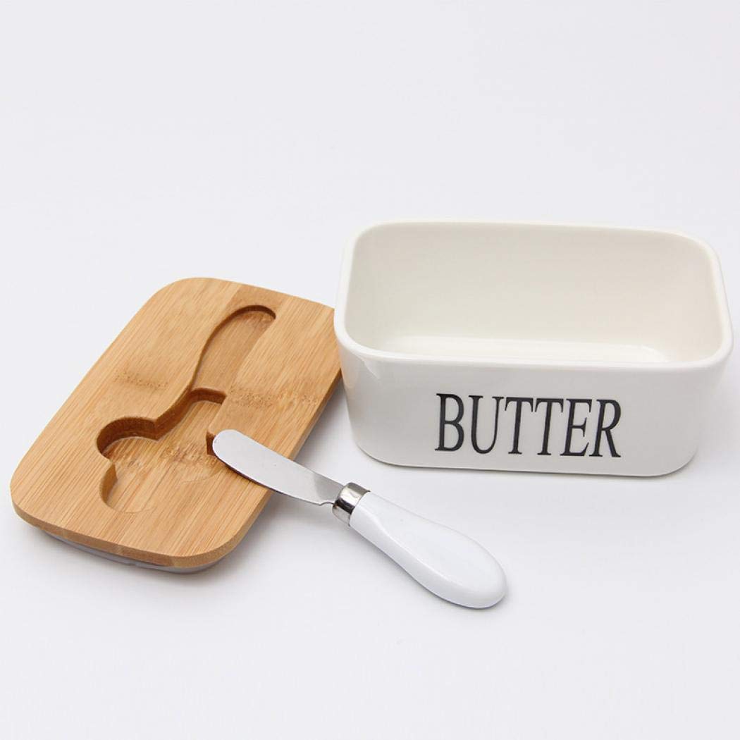 Ceramic Dish with Lid & Knife - Large Kitchen Container for Butter Sticks | Perfect Gift for Cooking Enthusiasts
